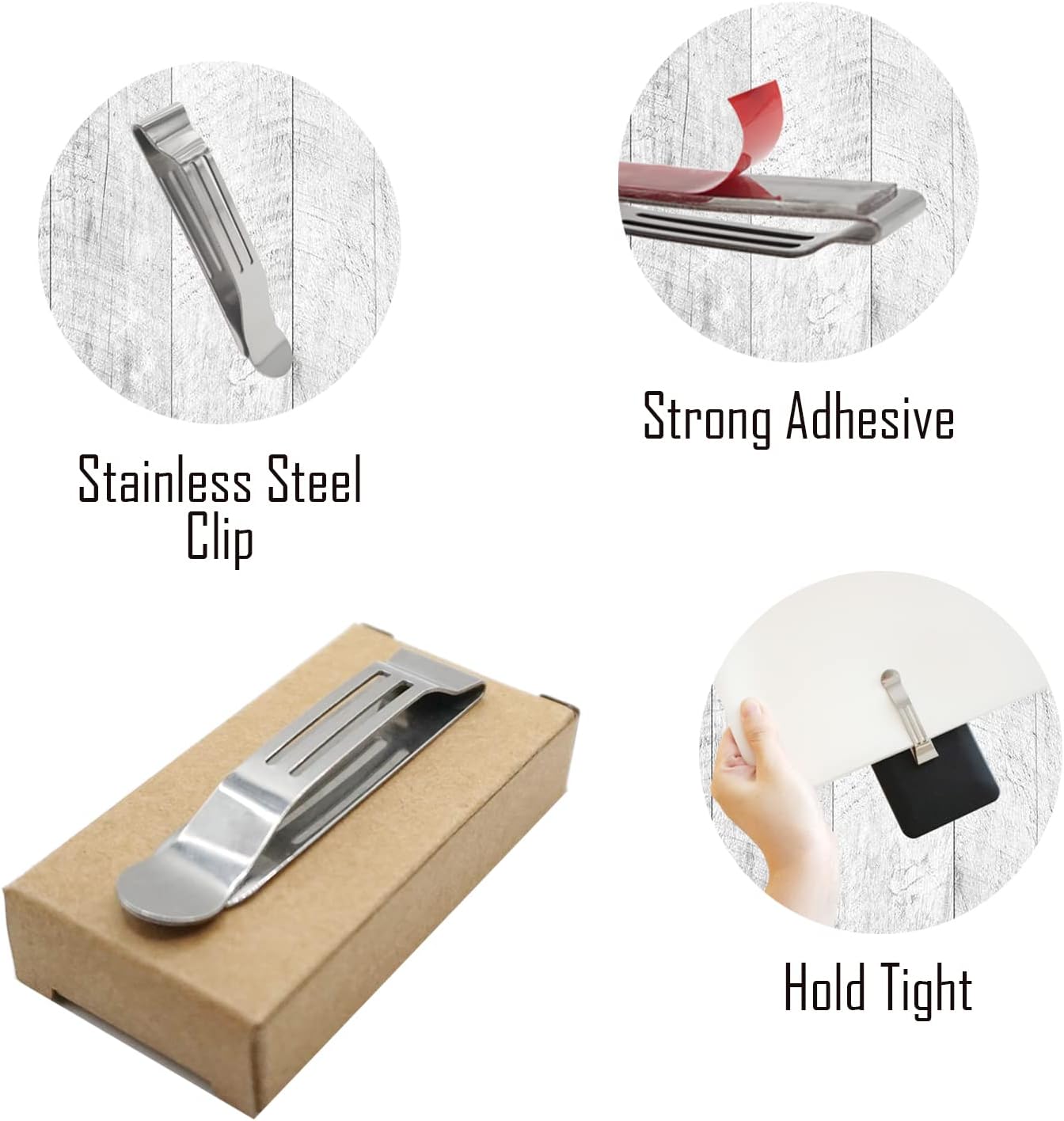 Universal Attachable Pocket Clip 2 Pack Adhesive Stainless Steel Belt Clip for Smartphones Cell Phone Hip Clip Light Weight Metal Phone Clip for Belt Bag Holster GPS Walkie-Talkie - Image 4