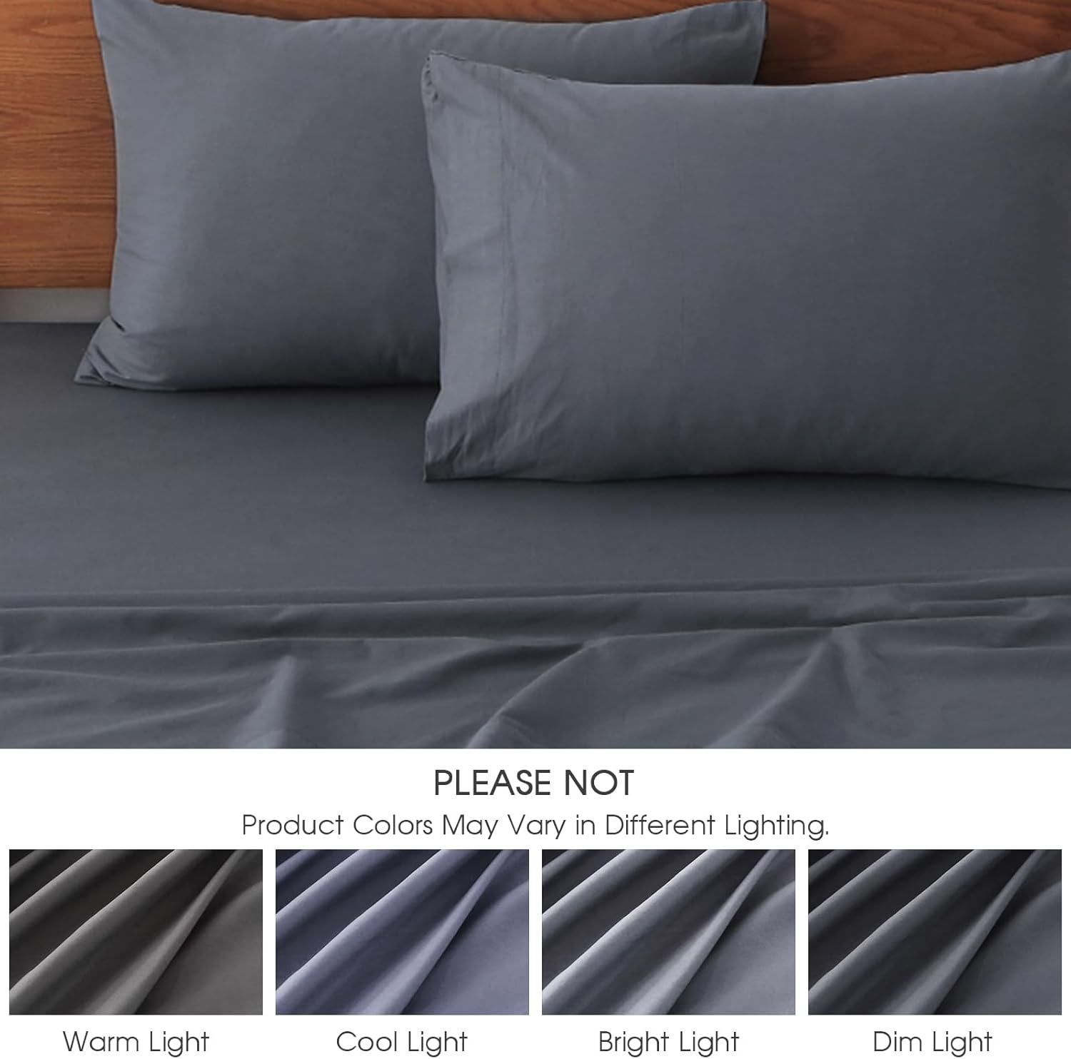 HYPREST Extra Deep Pocket Queen Sheet Sets Fits 18"-24" in Deep Mattress -100% Cotton Queen Sheet Set,Grey Hotel Luxury Soft Cooling Sheet Sets for Queen Bed Deep Pocket - Image 7