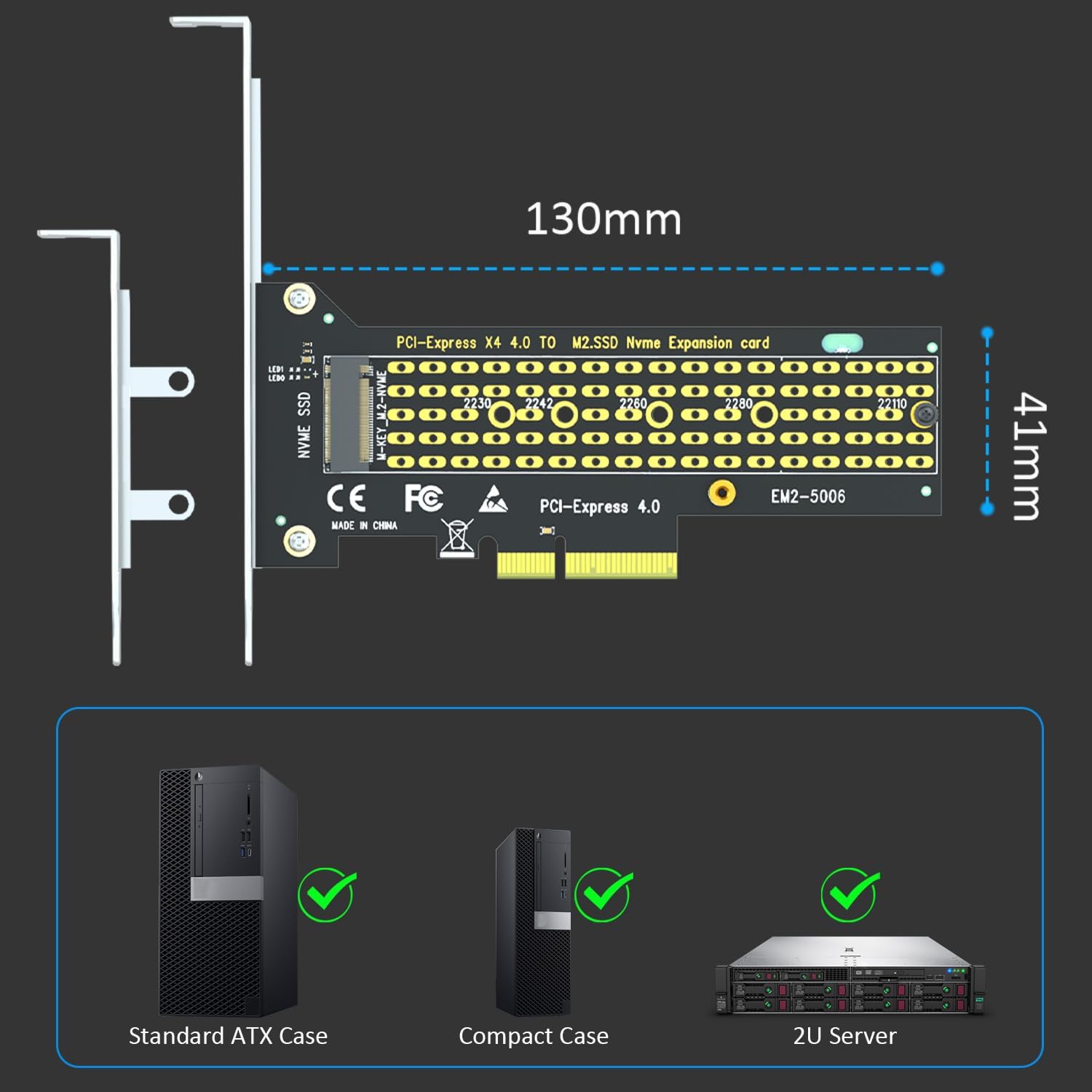 GLOTRENDS PA22110 M.2 NVMe to PCIe 4.0 X4 Adapter for 22110 M.2 NVMe SSD - Image 6