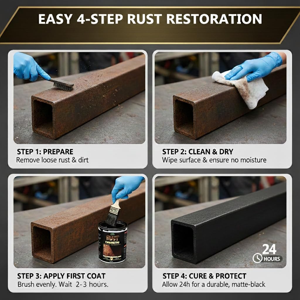 2-in-1 Rust Converter & Metal Primer - 1 Gallon Black Rust Paint Inhibitor for Metal, Ultra Car Rust Reformer & Encapsulator, Long-Lasting Anti Rust Conversion Coating, Heat Resistance - Image 6
