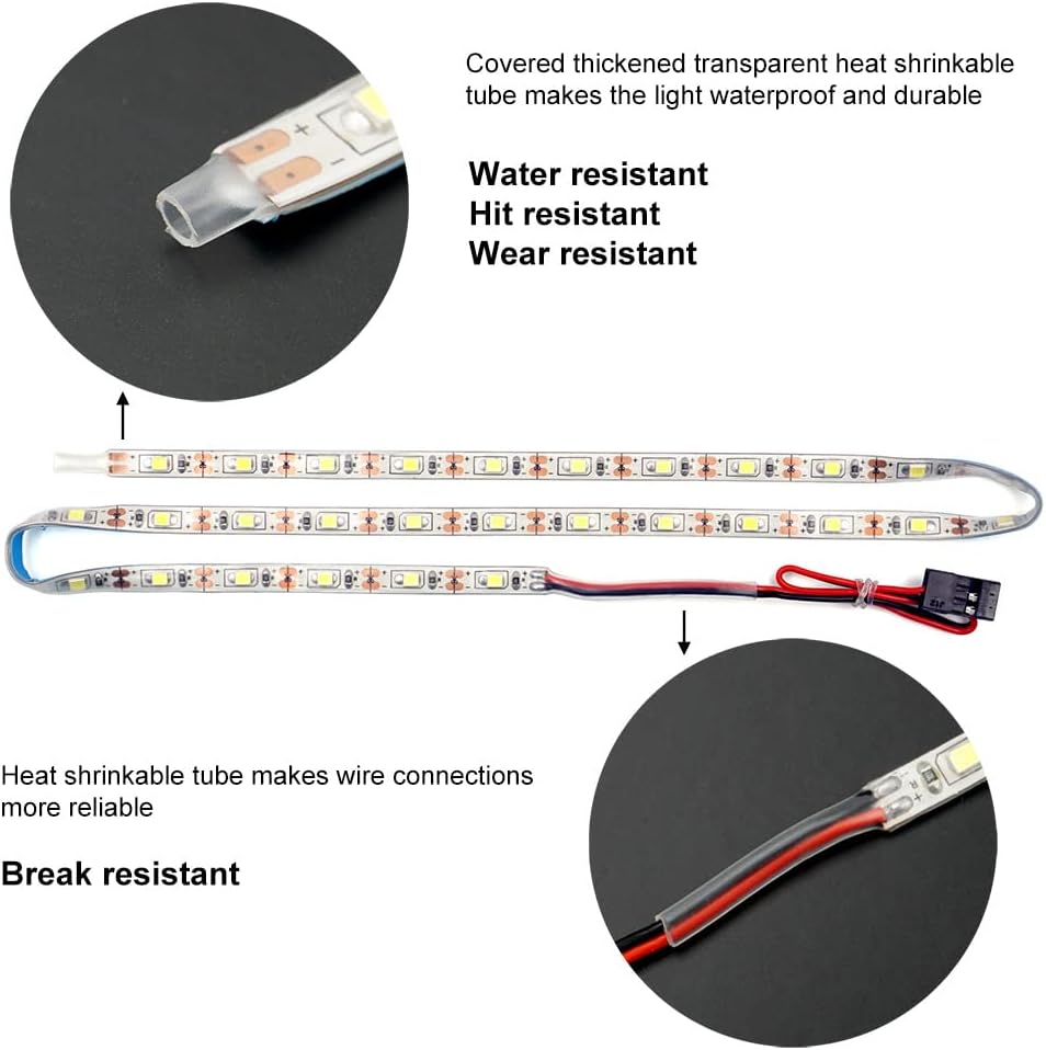 Waterproof LED Light Strips for RC Cars Trucks Airplanes Boats Drones Fixed Wing AR Wing Model Underglow Light (Yellow) - Image 3