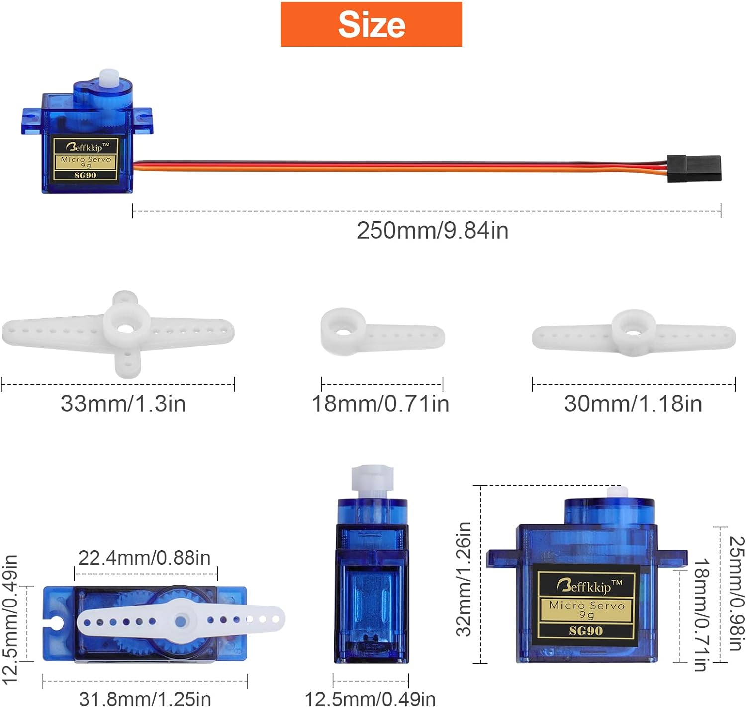 RC Servo 5Pcs SG90 9g Micro Servos for RC Robot Helicopter Airplane Controls Car Boat Mini Servo - Image 7