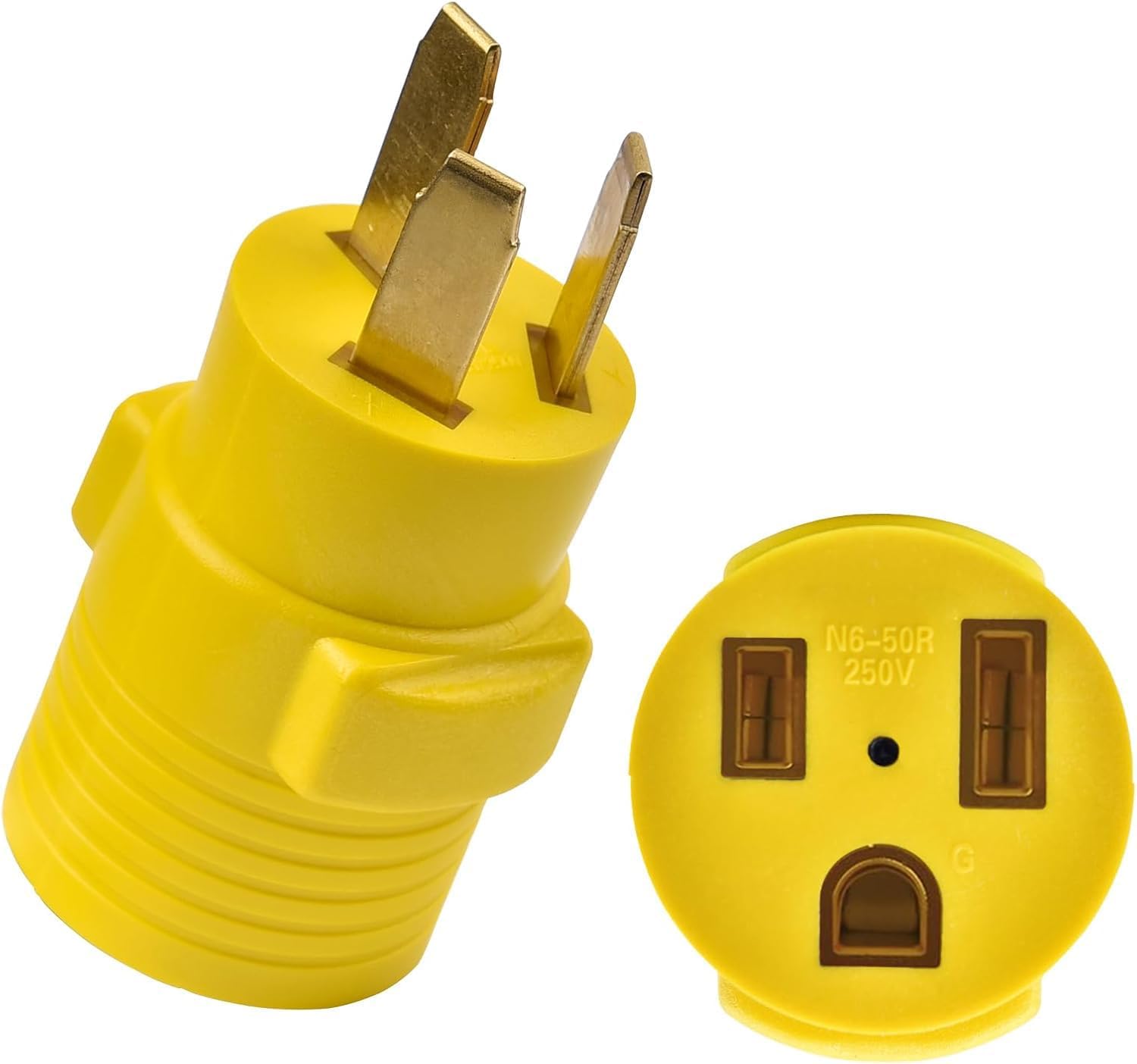 50A 240V Adapter NEMA 10-50P to 6-50R – Heavy Duty Power Cord for Welder Plasma Cutter Dryer EV Charger, 50 Amp 12500W, Yellow Safety Design (Not for RV)