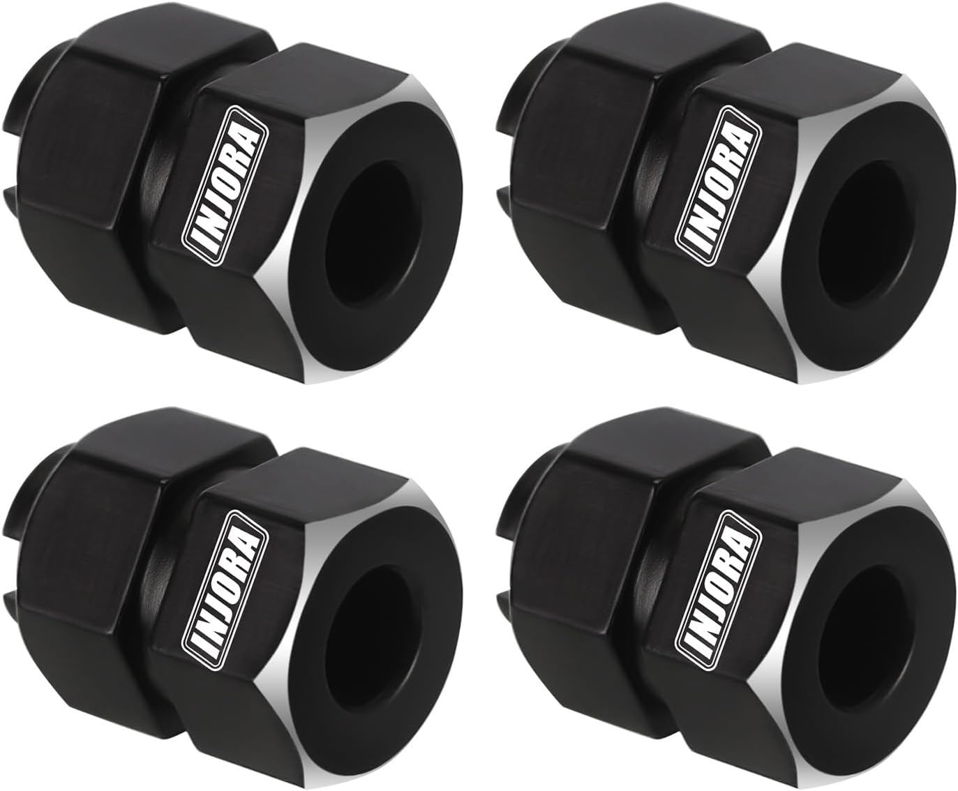INJORA Thickness 9mm(+5mm) Black Brass Wheel Hex with Nuts for TRX4M 1/18 RC Crawler Upgrade, 11g/Total - Image 6
