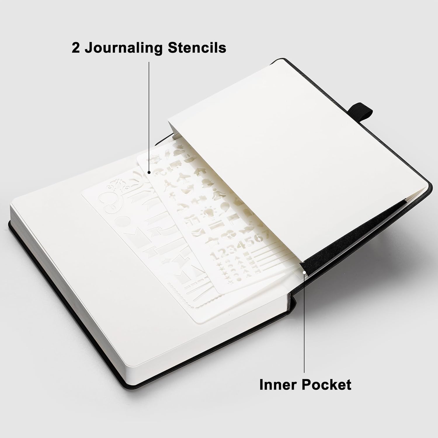 RETTACY Dotted Journal Notebook, 192 Pages, A5 Medium Size (5.7'' x 8.3''), Leather Hardcover, 100 GSM Thick Paper, for Journaling, Planning, Tracking (Black) - Image 7