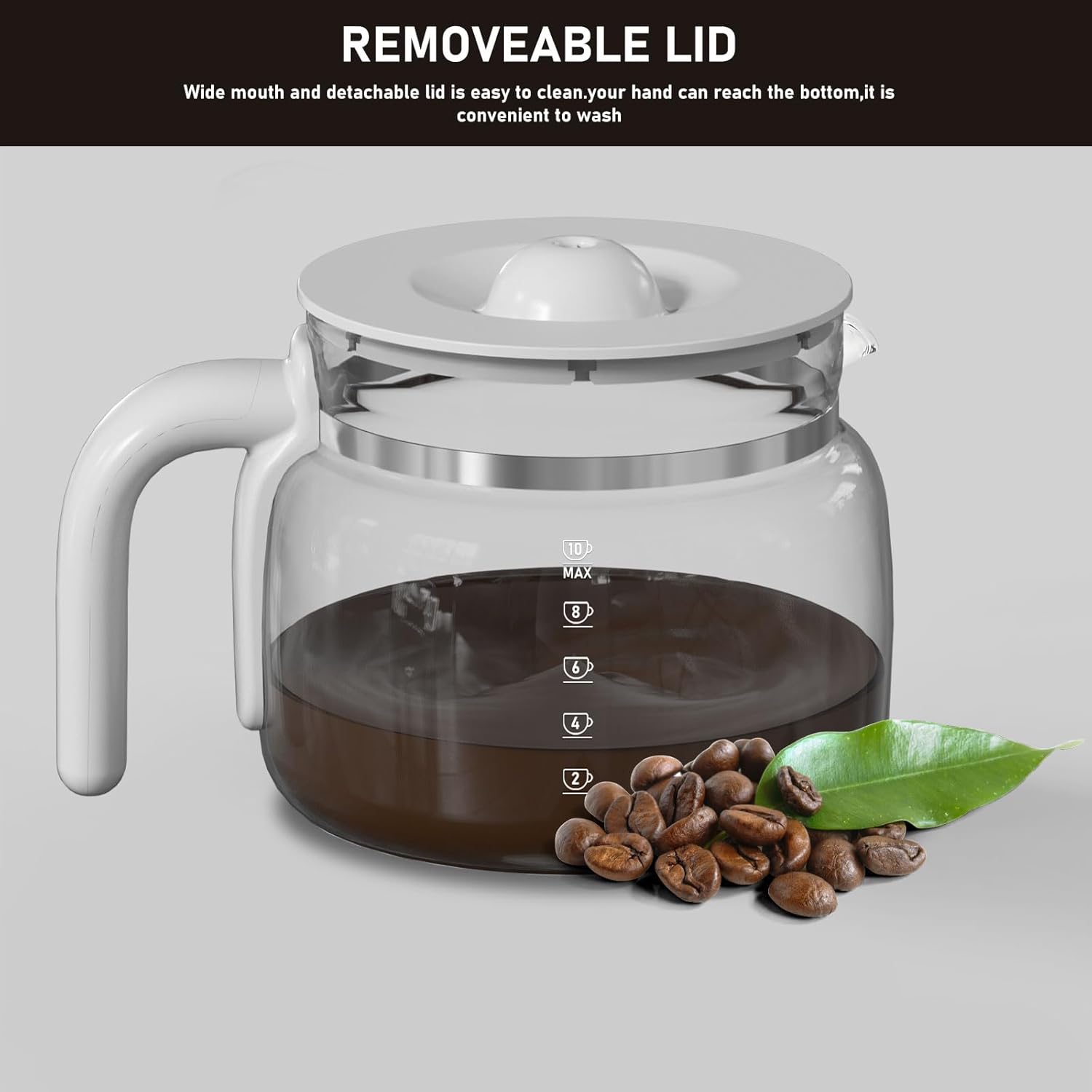 DCGC01 10-Cups Replacement Glass Carafe Pot Compatible with Smeg DCGC01 DCF02 DCG01 Overflow Coffee Maker - Image 6
