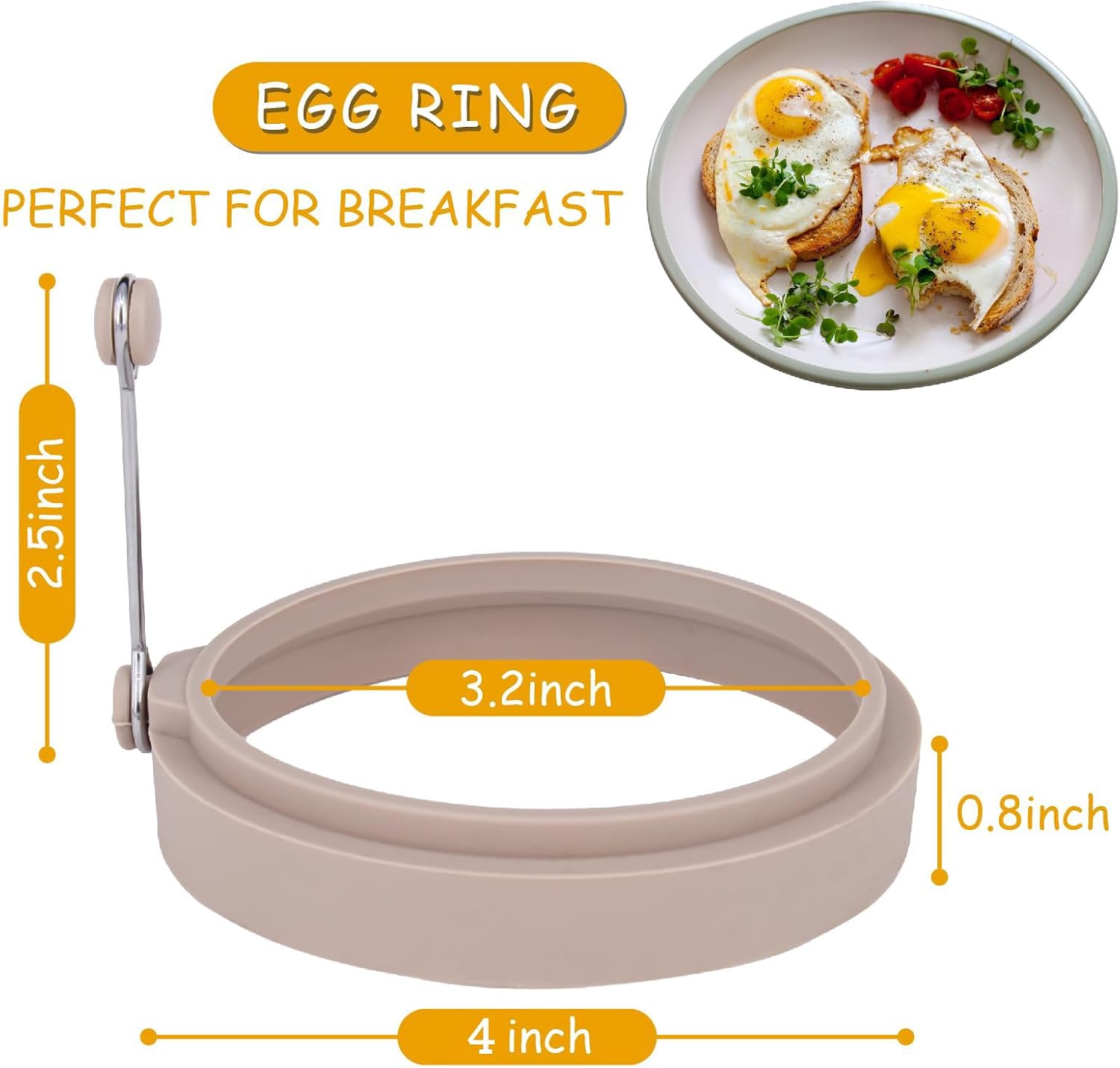 4-Pack Nordic Silicone Egg Rings, Non-Stick Egg Mold - 4 Inch, Colorful - Image 2