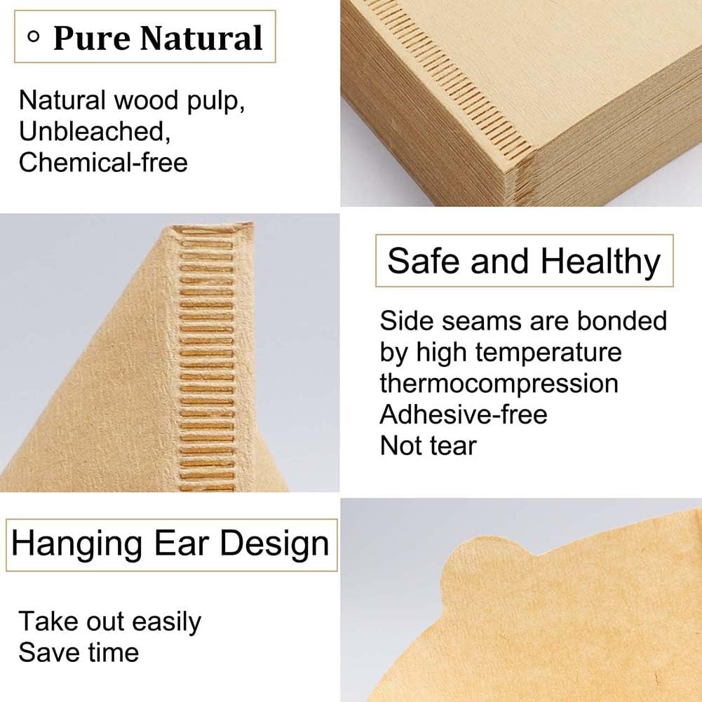 Cone Coffee Filters Size 02, 200 Count 1-4 Cups Unbleached V02 Disposable Coffee Filter Paper, Compatible with Conical Shaped Pour Over Coffee Dripper and Drip Coffee Maker - Image 3