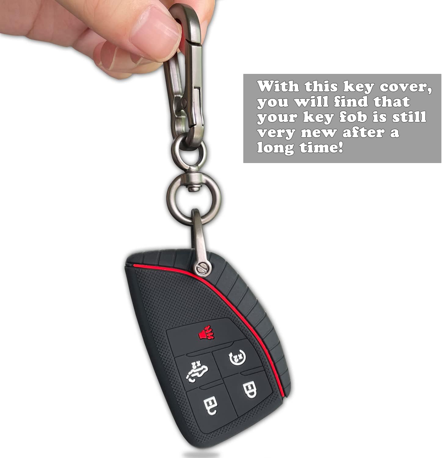 TANDRIVE Key Fob Cover for 2022-2025 2026 Chevy Silverado 1500 GMC Sierra 1500, 2024-2026 Silverado Sierra 2500HD 3500HD, Silicone, 2-Pack, Black Blue - Image 5