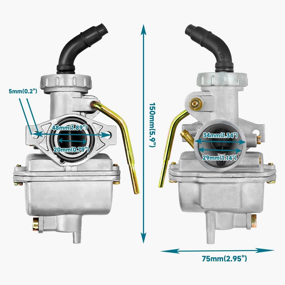 FVRITO PZ20 Carburetor Kit for Tao tao Coolster 125cc 110cc 90cc 70cc 50cc Kazuma Baja Chinese ATV Quad 4 Wheeler SunL NST Roketa Loncin Lifan XR80 CRF70 4 Stroke Go Kart Pit Dirt Bike Parts - Image 4
