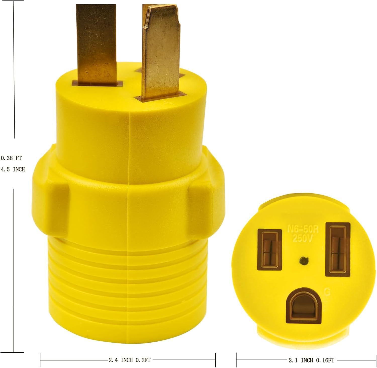50A 240V Adapter NEMA 10-50P to 6-50R – Heavy Duty Power Cord for Welder Plasma Cutter Dryer EV Charger, 50 Amp 12500W, Yellow Safety Design (Not for RV) - Image 2