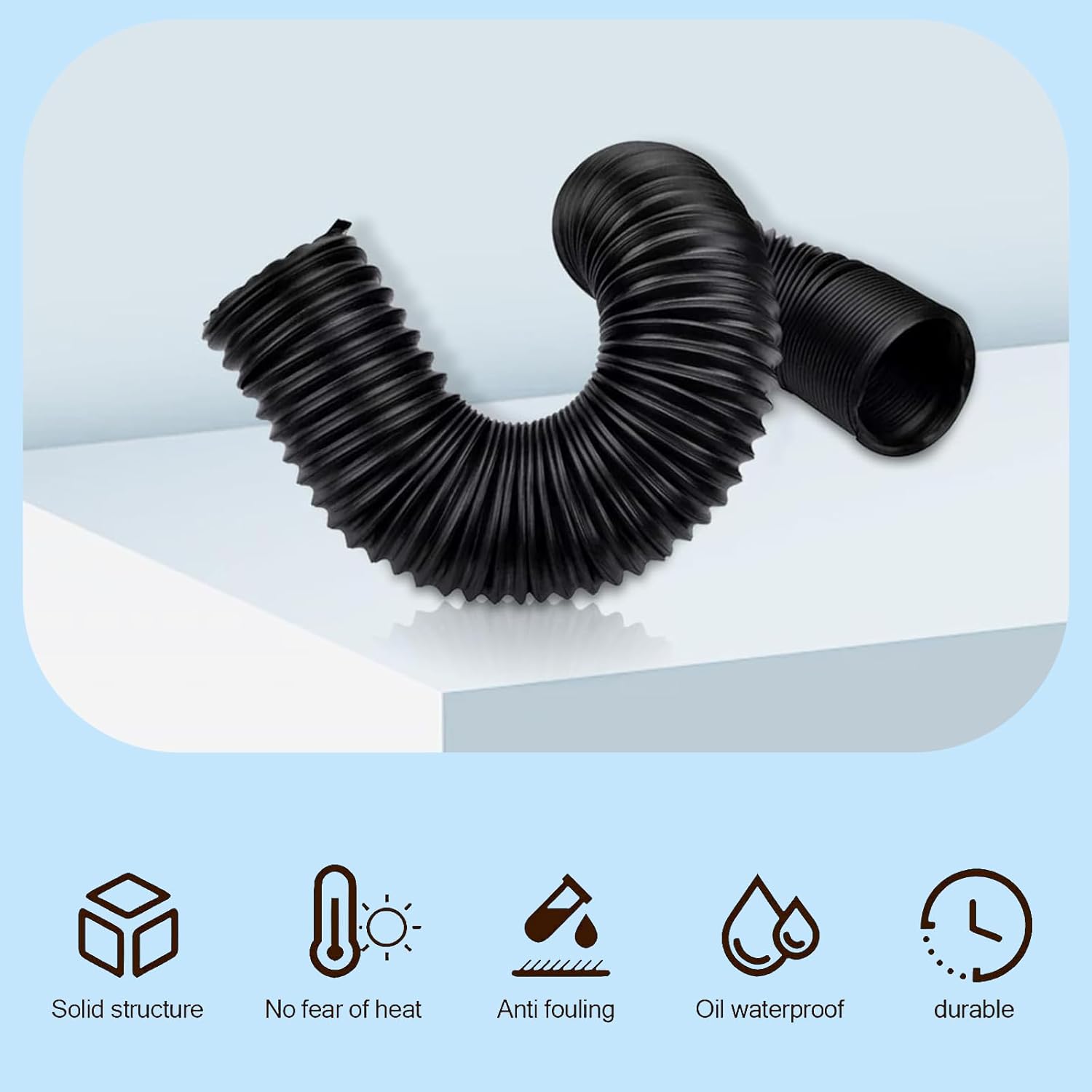 ijuicy 1 PC Car Duct Hoses, 2.5" Flexible Retractable Fresh Air Duct Hoses, Automotive Modified Intake Accessories, Universal for Most Cars Trucks (Black) - Image 5