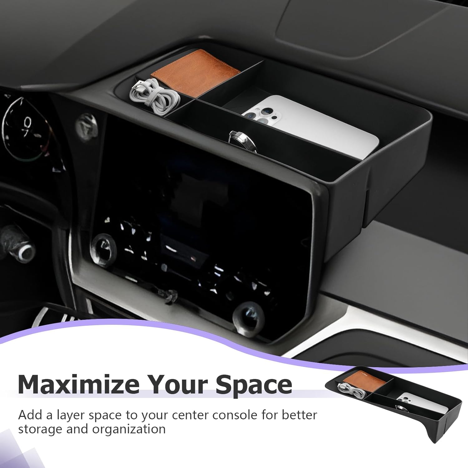 LUWU for 2025 2026 Lexus TX Dashboard Storage Tray 2024 2025 2026 Lexus TX 350/500h/550h+ 14-inch Behind Screen Organizer Center Console Display Box Dash Tray Lexus TX 2026 (Only for 14" Screen) - Image 3