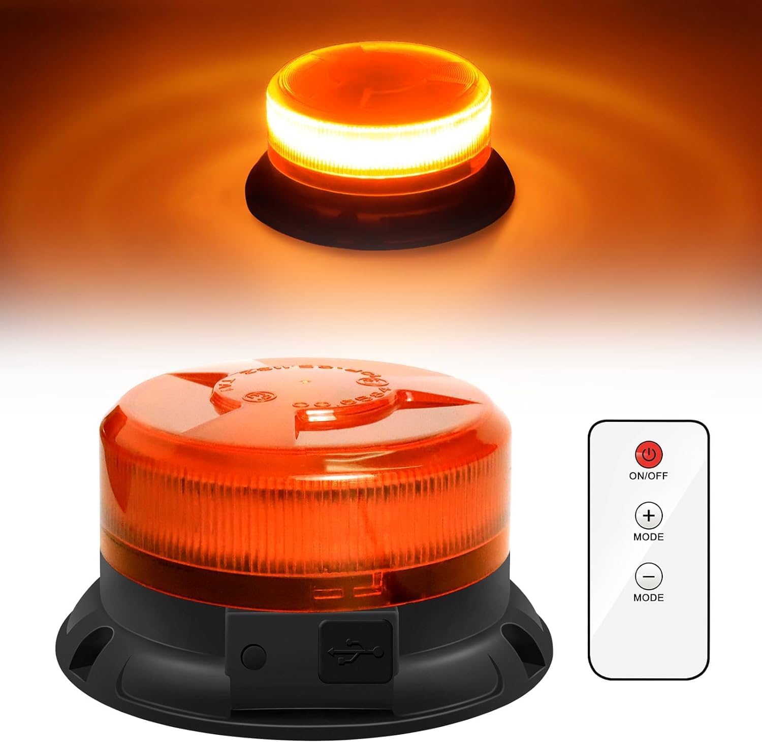Rechargeable Beacon Lights,Wireless Strobe Light with Remote Control,Amber Magnetic Emergency Flashing Warning Safety Light for Vehicles Snowplow Tow Work Trucks Cars Trailer Outdoor