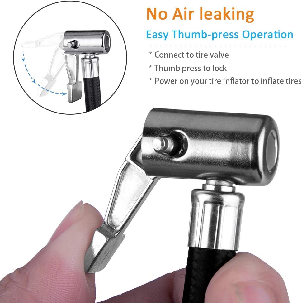 LUMITECO Locking Tire Chuck with Rubber Hose and Standard Tire Valve Fine Thread, Tire Inflator Pump Hose Adapter for Twist On Convert to Lock On Connection - Image 5