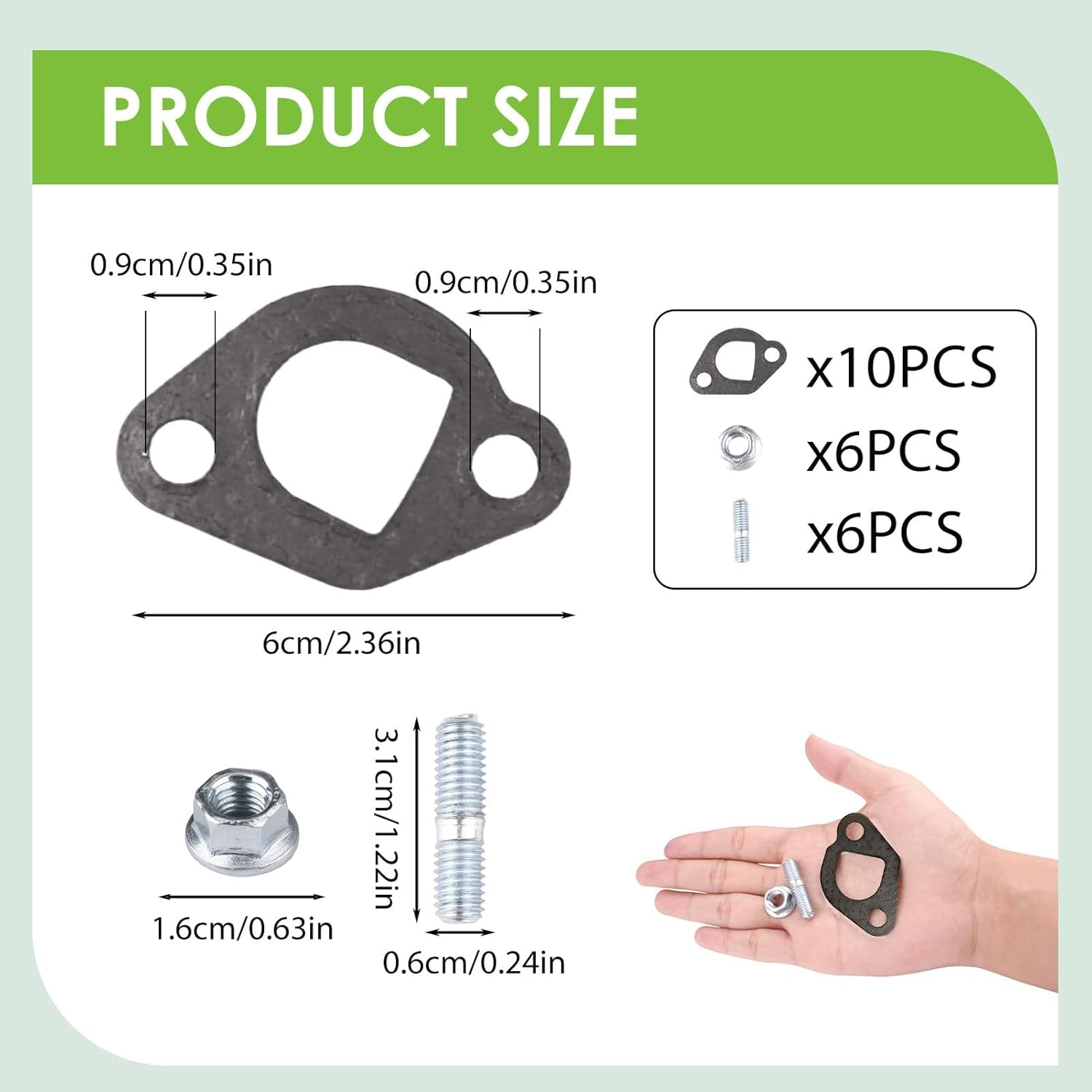 Predator 212 Exhaust Muffler Gasket Stud Kit, 212cc Non-Hemi Carburetor Exhaust Pipe Mounting Hardware Stud Set Compatible with CT200U BT200X KT196 MB200 M200 ATVs Go Karts Mini Bike - Image 4