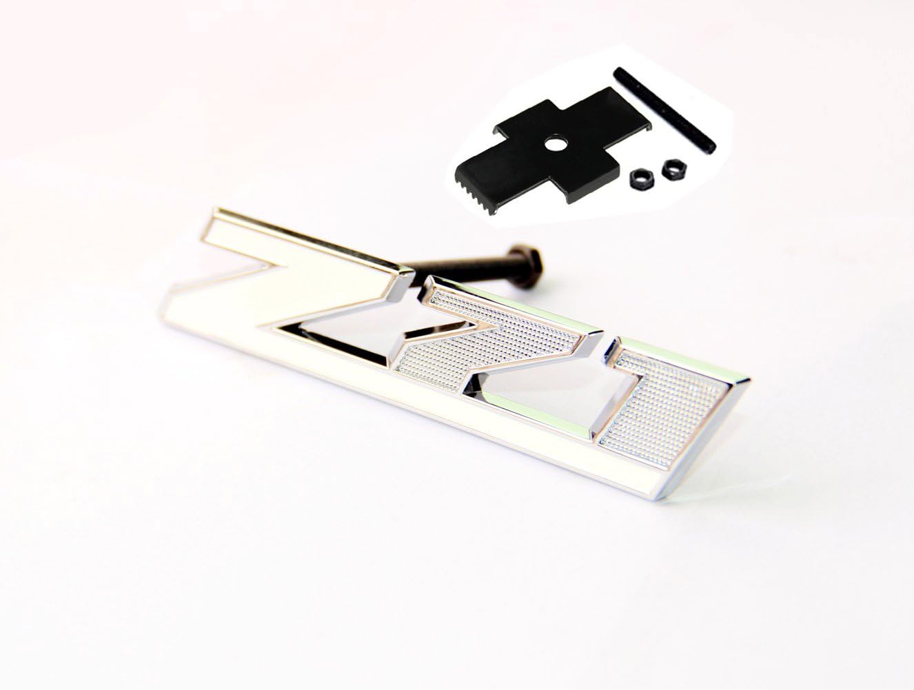 Yoaoo 1x White Grill Z71 Emblem Badge Compatible with Silverado 1500 2500Hd Sierra Tahoe Suburban 3D Chrome - Image 2