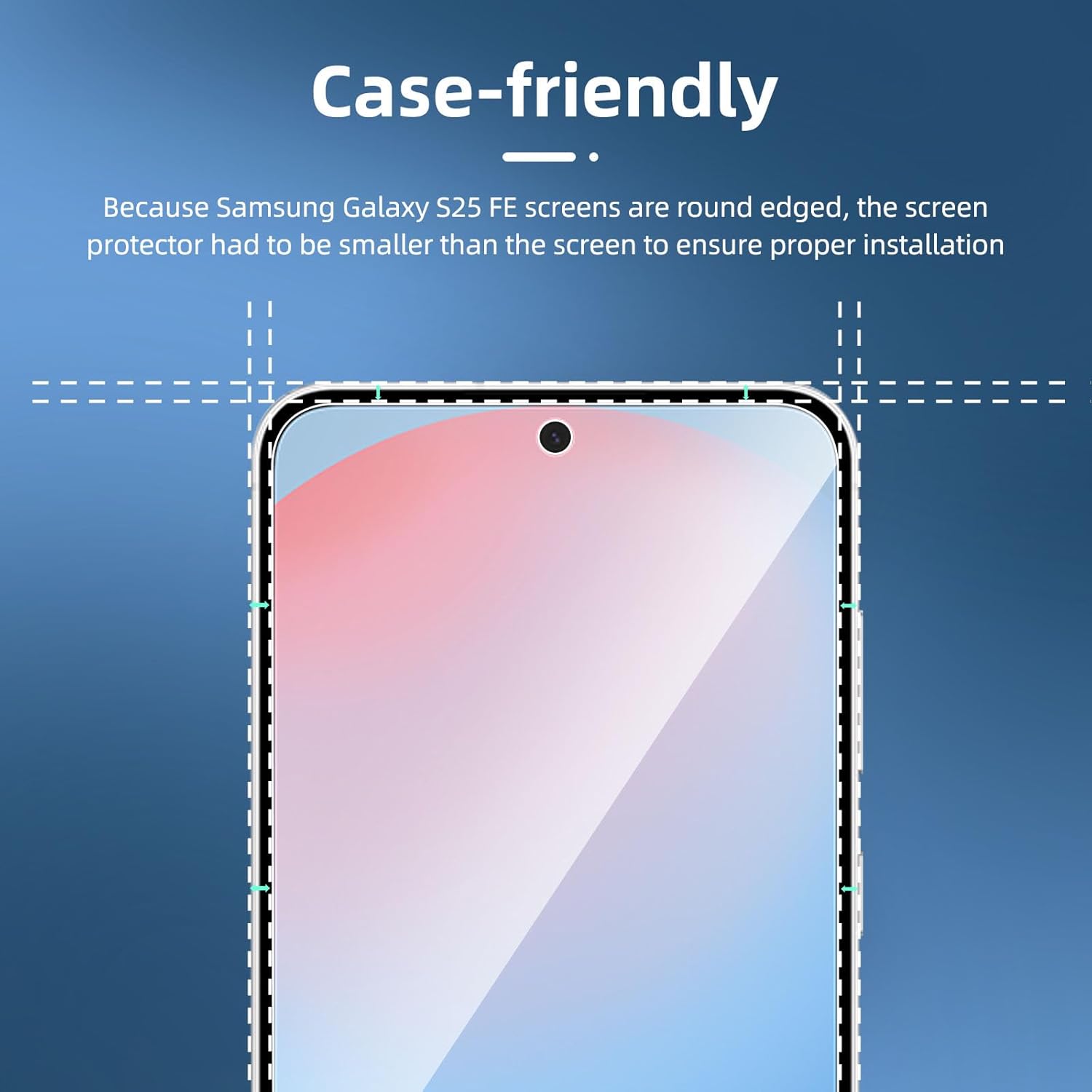 NEW'C 3 Pack Designed for Samsung Galaxy S25 FE Screen Protector,Tempered Glass,Case Friendly Scratch-proof, Bubble Free, Ultra Resistant - Image 3