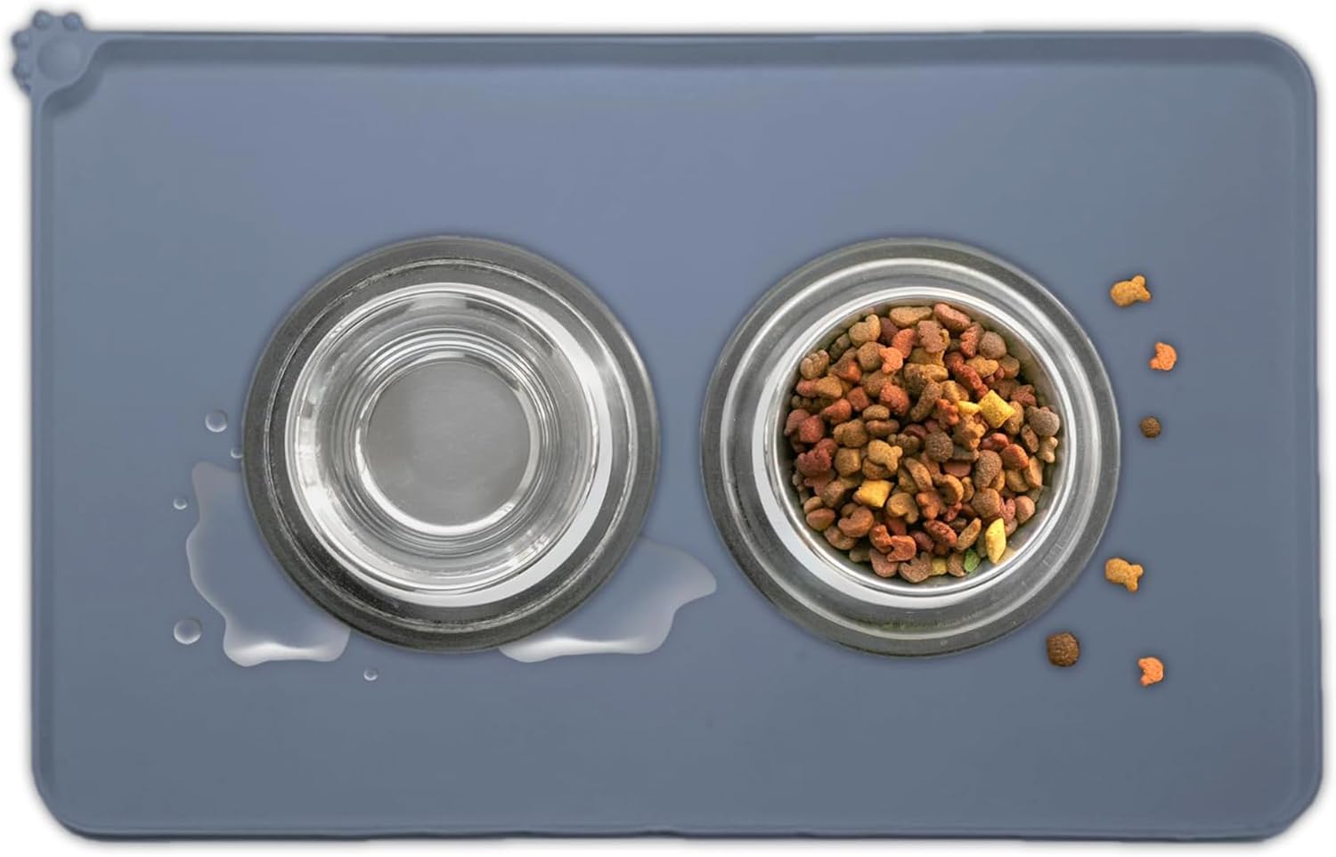 Silicone Pet Feeding Mat for Dogs & Cats – Non-Skid Waterproof Food & Water Bowl Mat with Raised Edges, Easy to Clean Pet Food Floor Mat, Durable Gray Pet Placemat, 19 x 12 Inches - Image 2