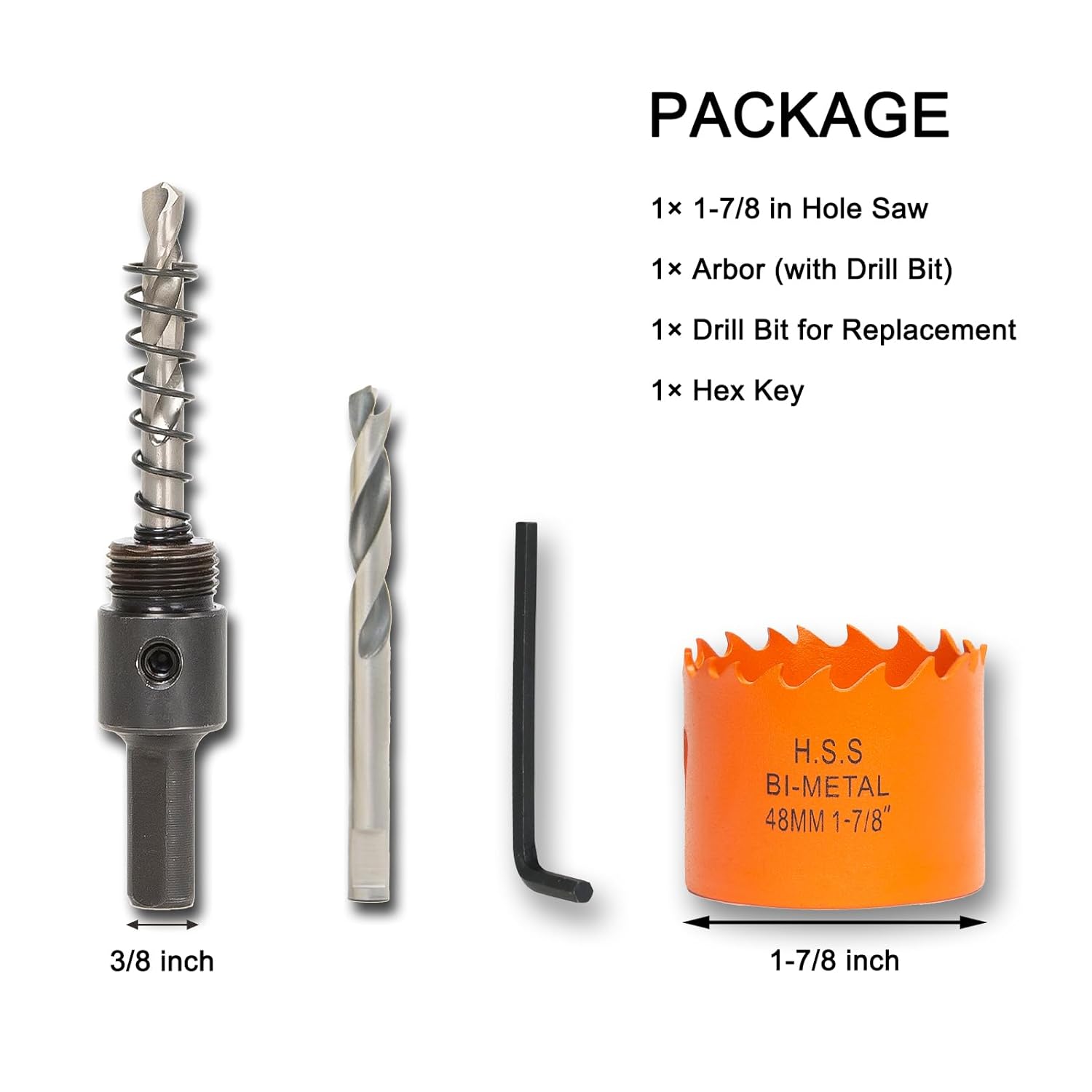 1-7/8 Inch Hole Saw with Arbor for Wood Metal Plastic, 1.875 in Bimetal Hole Cutter, Fast Chip Removal, Smooth Flat Drilling Edge - Image 2