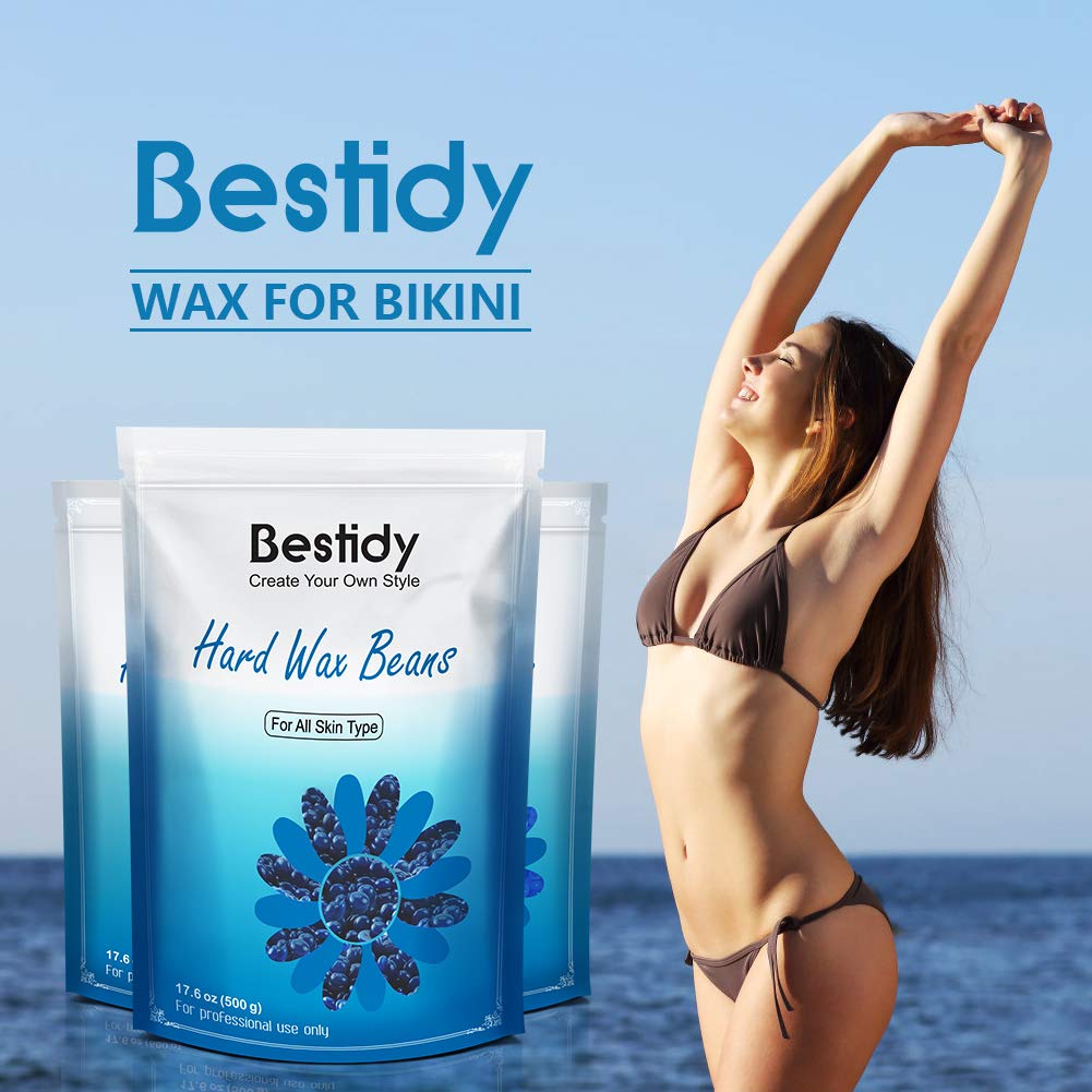 Bestidy Hard Wax Beads for Hair Removal, Waxing Beads for Coarse Hair, 500g Refill Wax Beads for Wax Warmer, Home Waxing for All Body and Brazilian Bikini Areas, Women Men (17.64 Ounce, Sea Blue) - Image 7