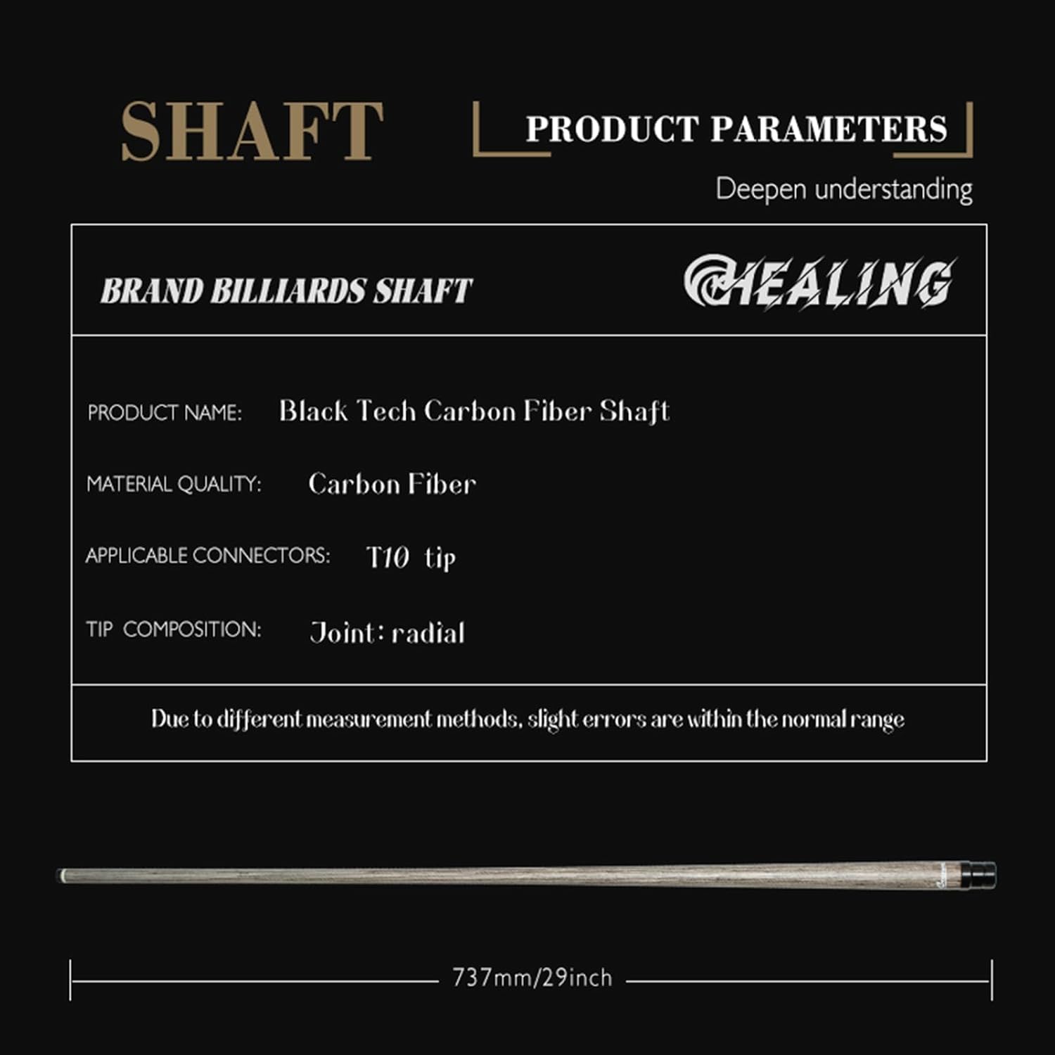 100% Carbon Fiber Shaft, Black Technology Shaft of Pool Cue Front Part for Billiard Play/Break/Snooker Cue Shaft with Foam- 737 mm,745mm,765mm - Image 4
