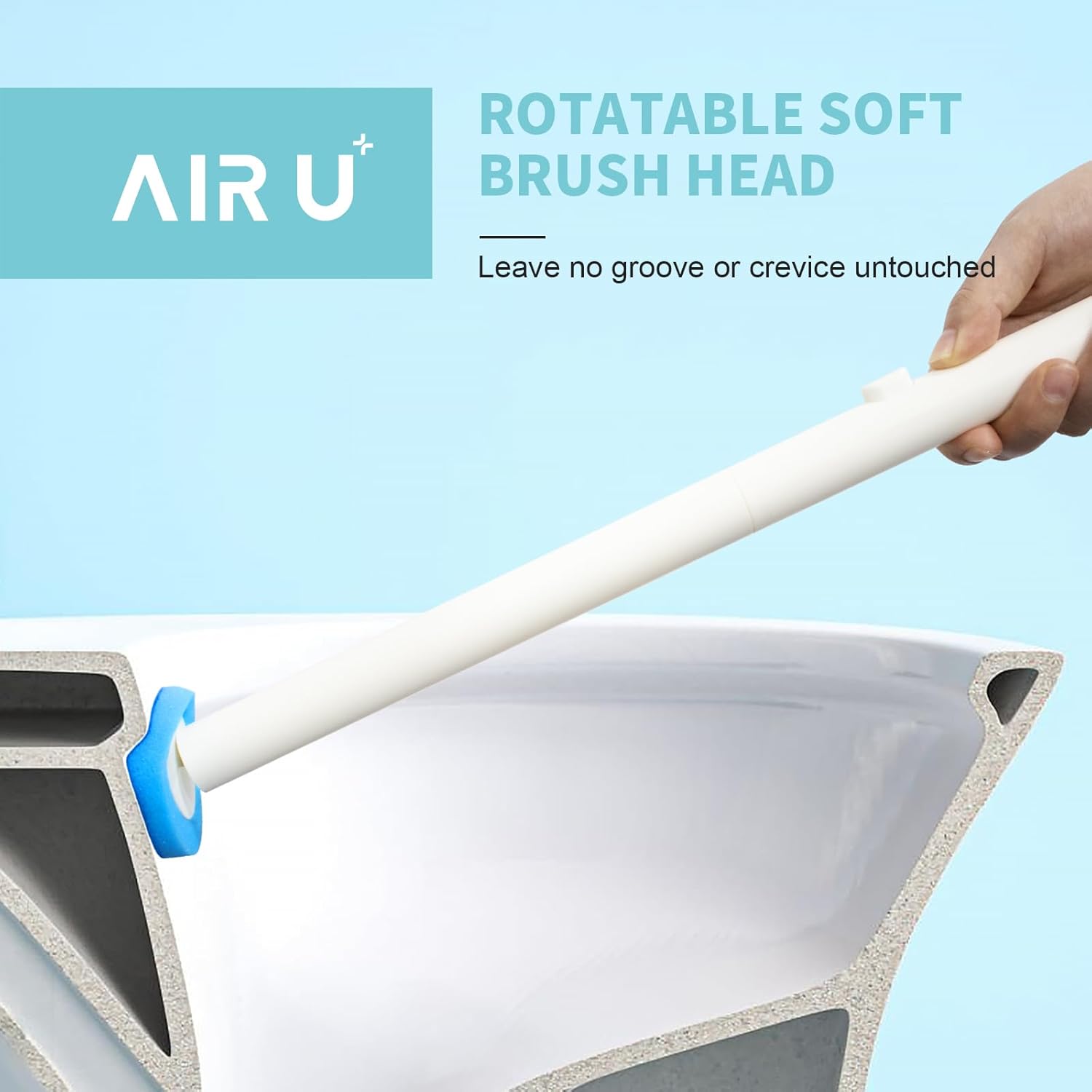 AIR U+ Disposable Toilet Brush, Toilet Bowl Cleaning System with 24 Count Wand Refill, Clean Brush Starter Kit with 1 Toilet Wand, 1 Storage Caddy and 1 Fragrant Tablet (1 + 24) - Image 5