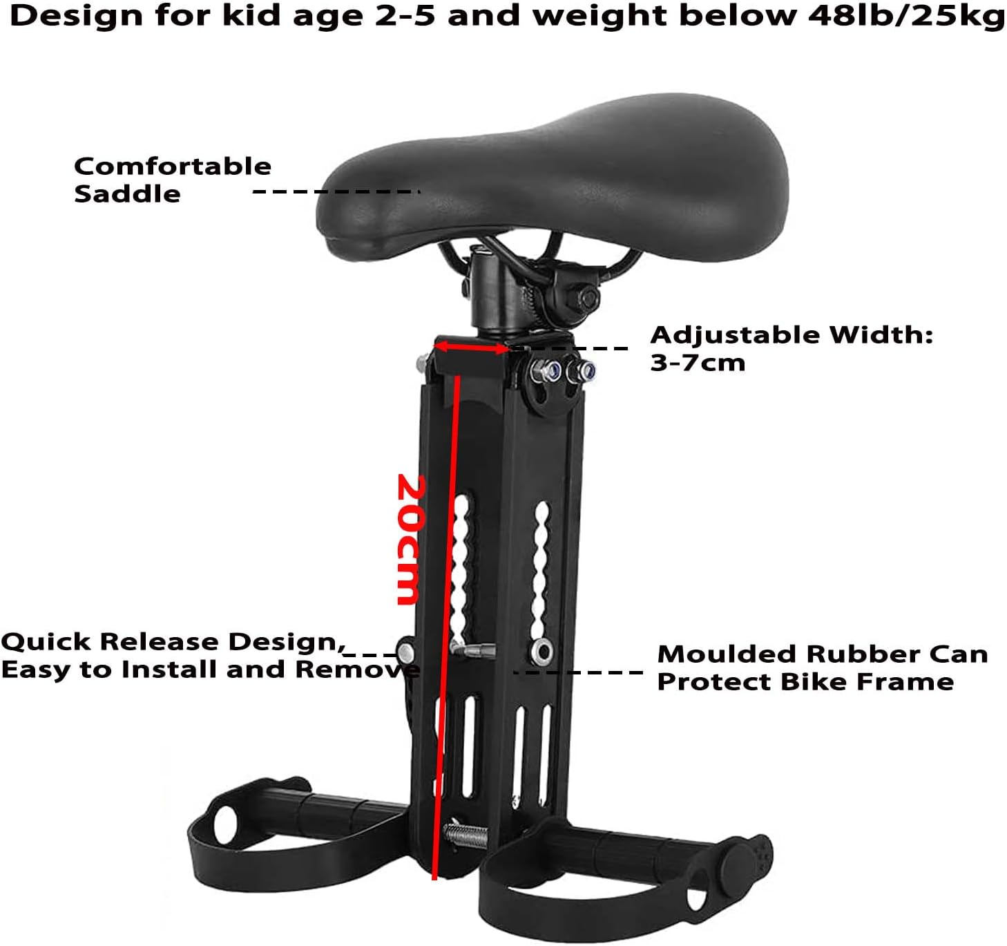 Child Bike Seat Front Mount and Child Handlebar for Mountain Bike Parent-Child Riding, Kid Bike Seat&Kid Handlebar Compatible with All Adult MTB Bike for Family Outdoor Activities - Image 2