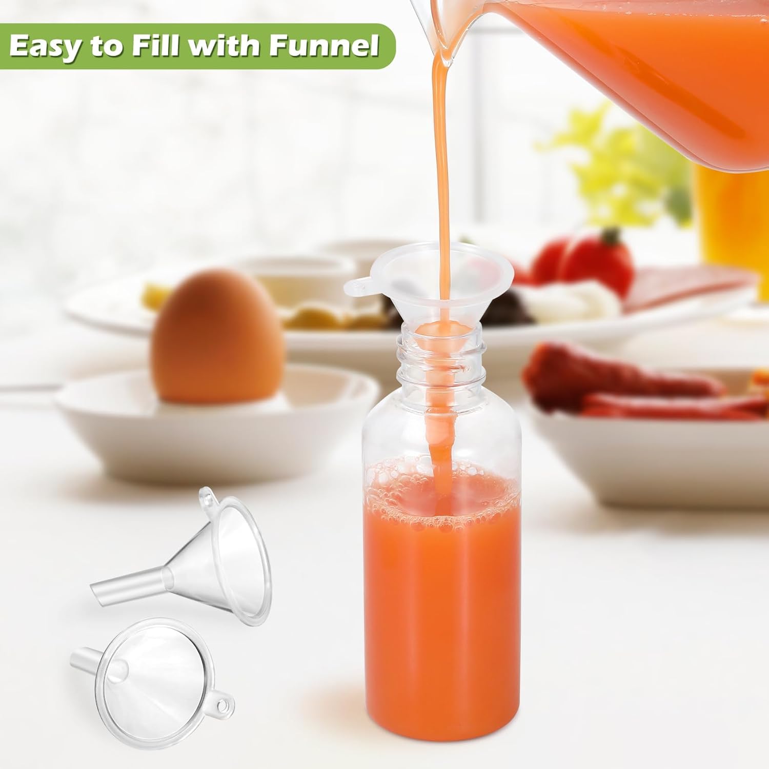 16 Pack 2 oz Shot Bottles with Caps, Mini Reusable Plastic Ginger Shots Bottle Leakproof Juice Shot Bottles with Lids for Juice, Oil and Liquid Samples, Small Containers for DIY, Travel - Image 4