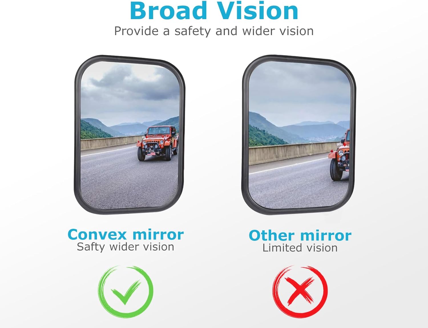 Liberrway Mirrors Doors Off Compatible with Wrangler YJ TJ JK JL Gladiator JT 1987-2025, Door Hinge Side Mirror, Doorless Mirror for Wrangler Off-Road Driving - 2 Pack - Image 2