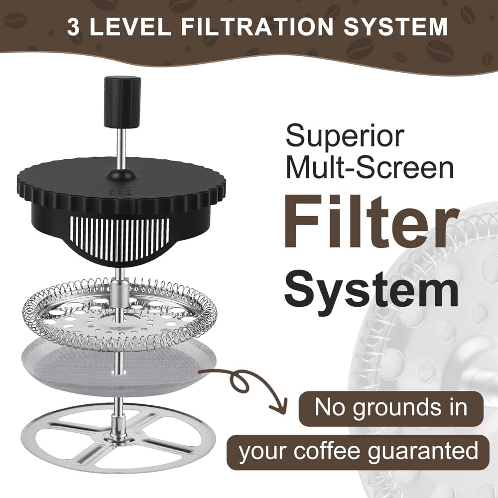 wedrink French Press Coffee Maker 12OZ, Heat Resistant Borosilicate Glass Carafe/Tea Maker Coffee Press Frother Brewer (350ml) - Image 8