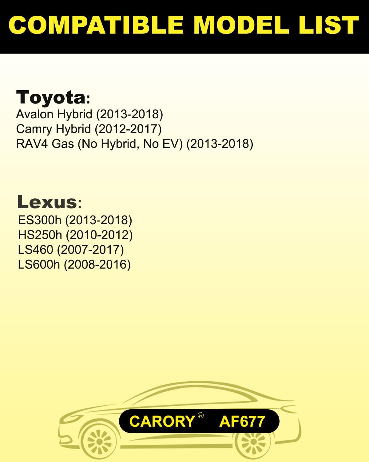 CARORY AF677 Engine Air Filter for Toyota RAV4 Gas (2013–2018), Camry Hybrid (2012–2017), Avalon Hybrid; Lexus ES300h, LS460, LS600h, HS250h, OE# 17801-0V020, CA10677 - Image 3