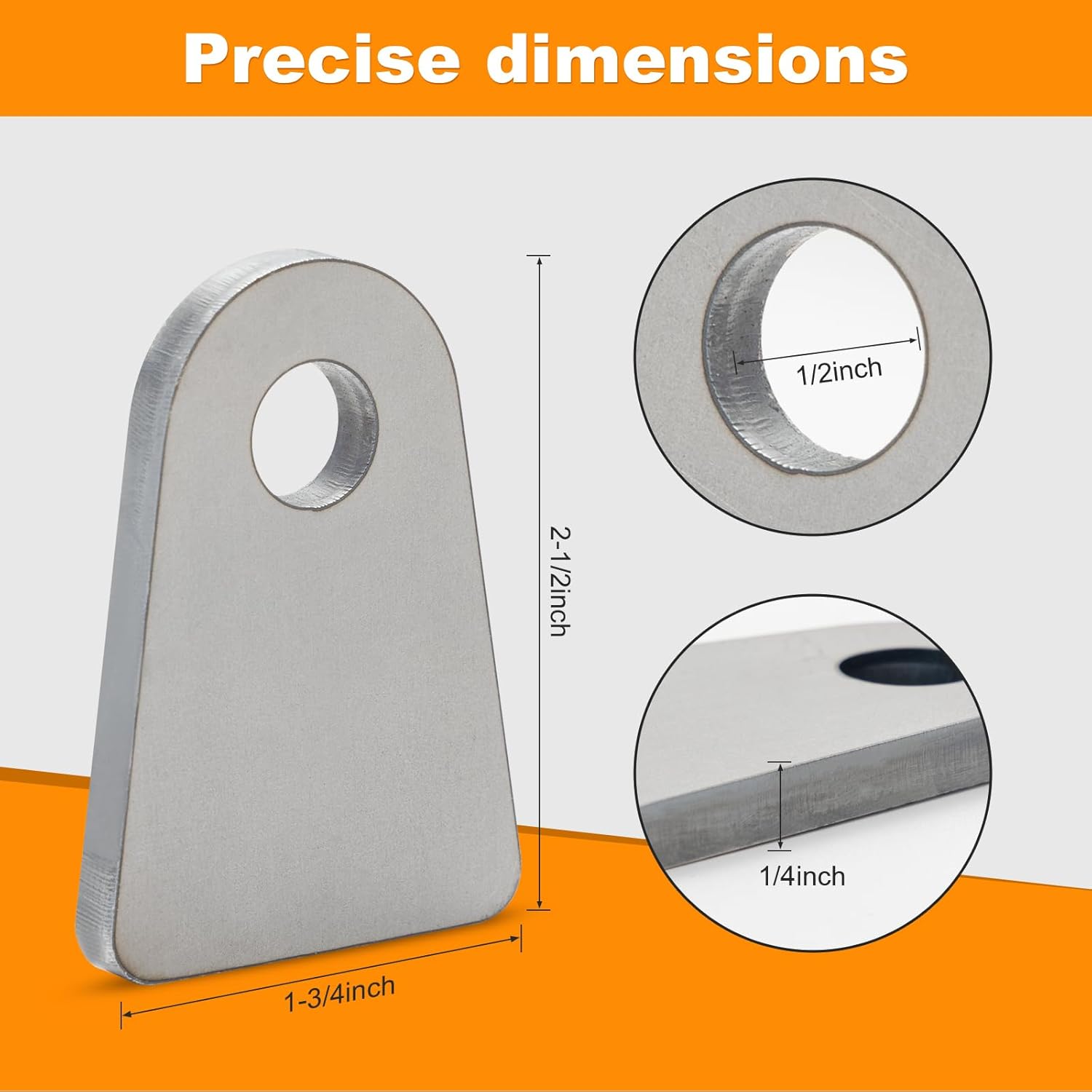 Weld on Tabs,1/2" Hole Weld on Shock Mount Bracket, Flat Bottom Weld tabs(8 Pcs) - Image 2