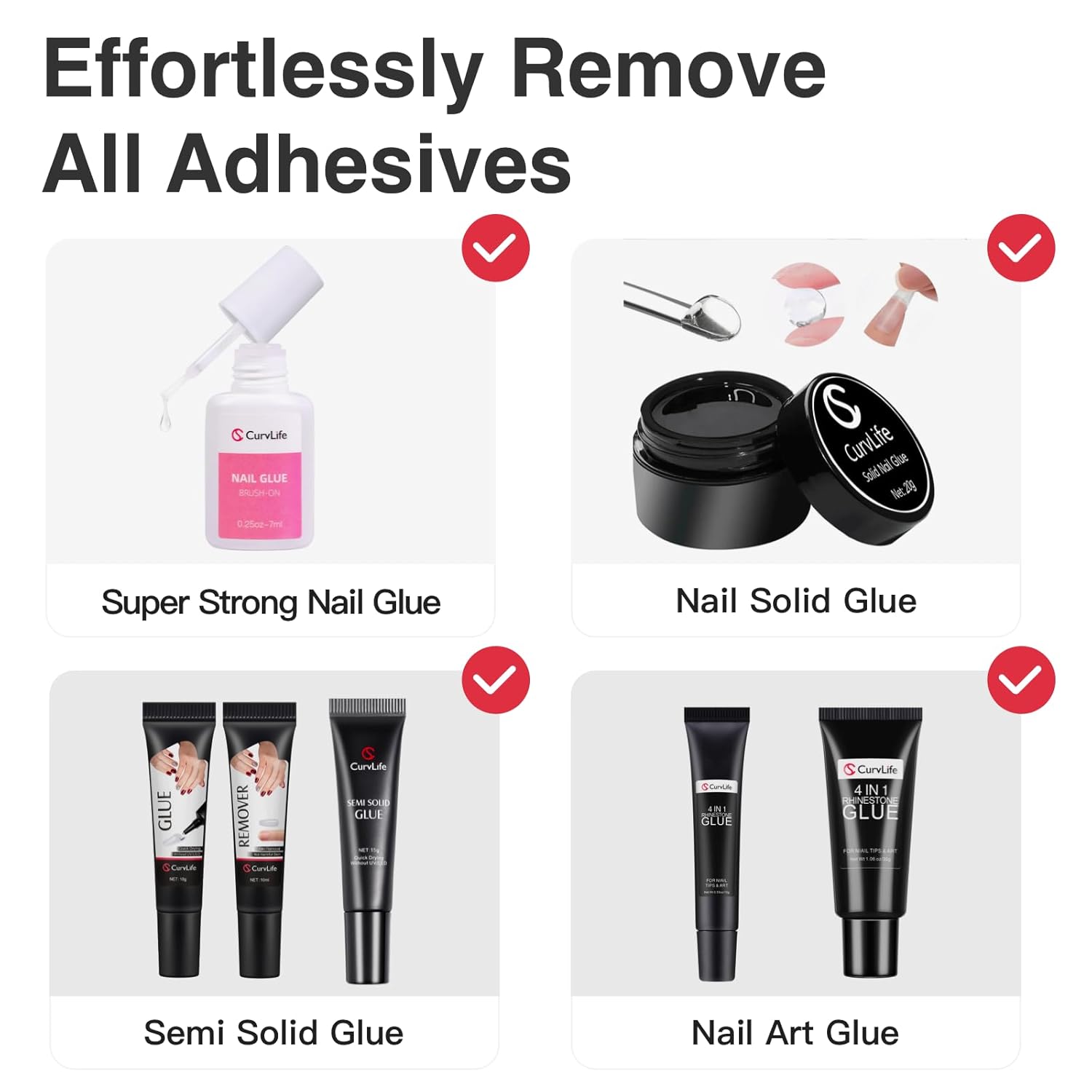 Curvlife Pinpoint Nail Glue Remover for Press on, 60ml Nail Remover for Nails Tips, Gentle Glue Remover for Gel x Nails, Non-Acetone Nail Polish Remover - Image 7