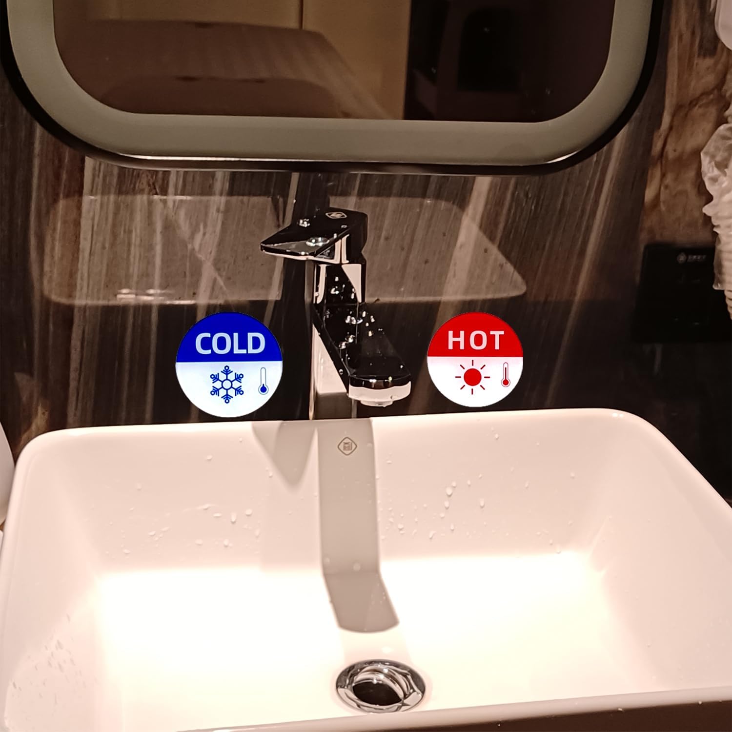4 Pack Hot and Cold Water Stickers Self-adhesive Acrylic Cold and Hot Stickers Acrylic Sticker Label Signs for Faucets Sinks Child-friendly Hot and Cold Signs(2 Pairs) - Image 2