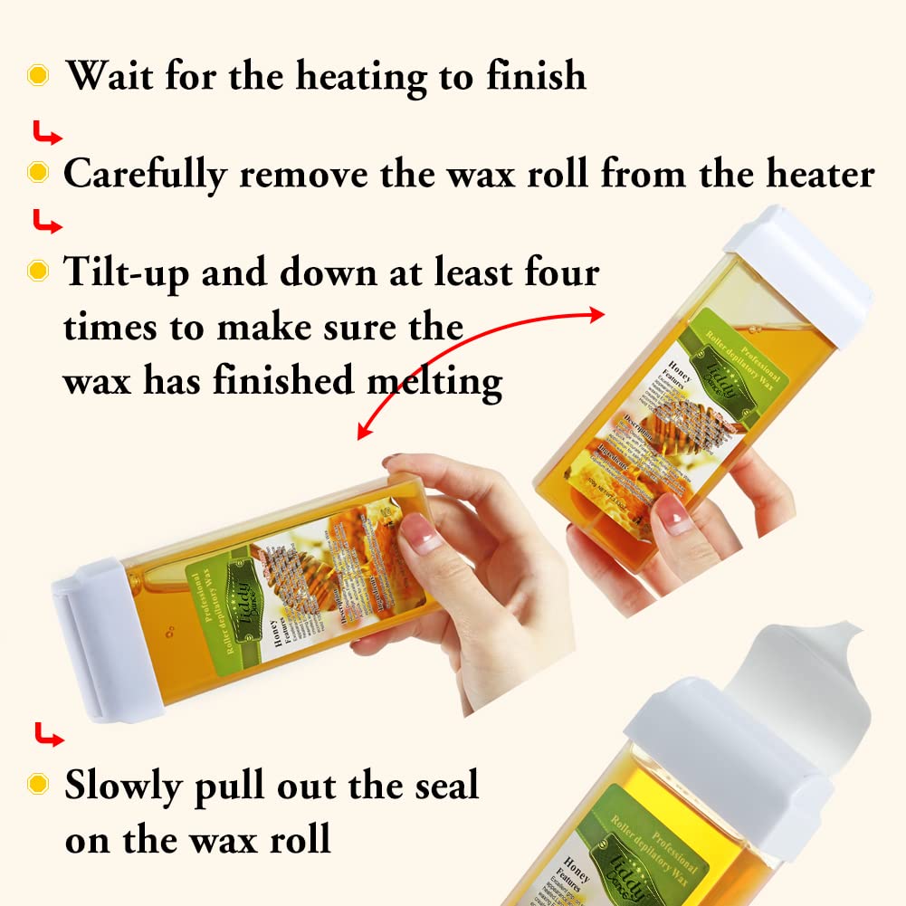 Hair Removal Wax Roller Refill Kit - Soft Wax Cartridges for Body, Leg and Arm Waxing (3.52 oz, 4 Pack) - Image 3