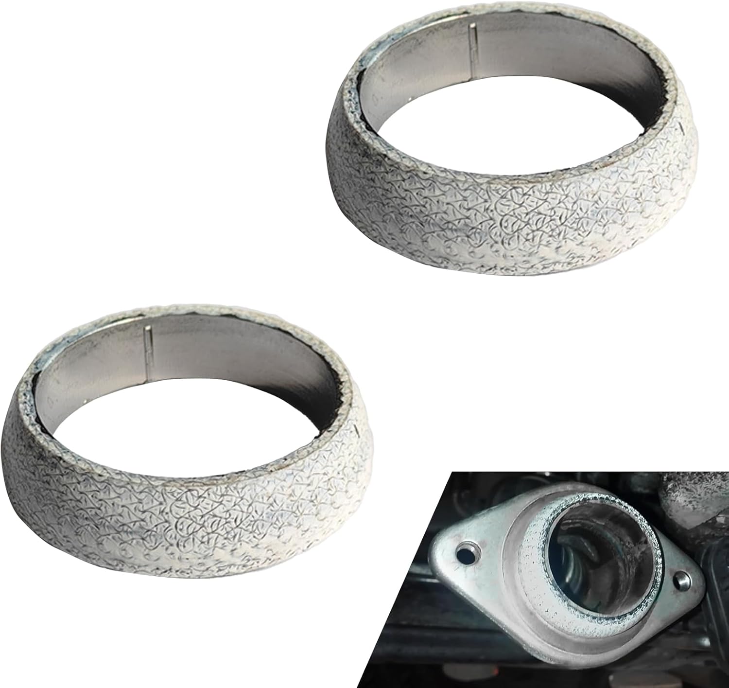 2PCS Exhaust Manifold Gasket, 2.56inch Sealed Exhaust Manifold Gasket, Prevent Leaking Between Exhaust Pipe and Exhaust Manifold, Universal Replacement Donut Gasket (65MM)