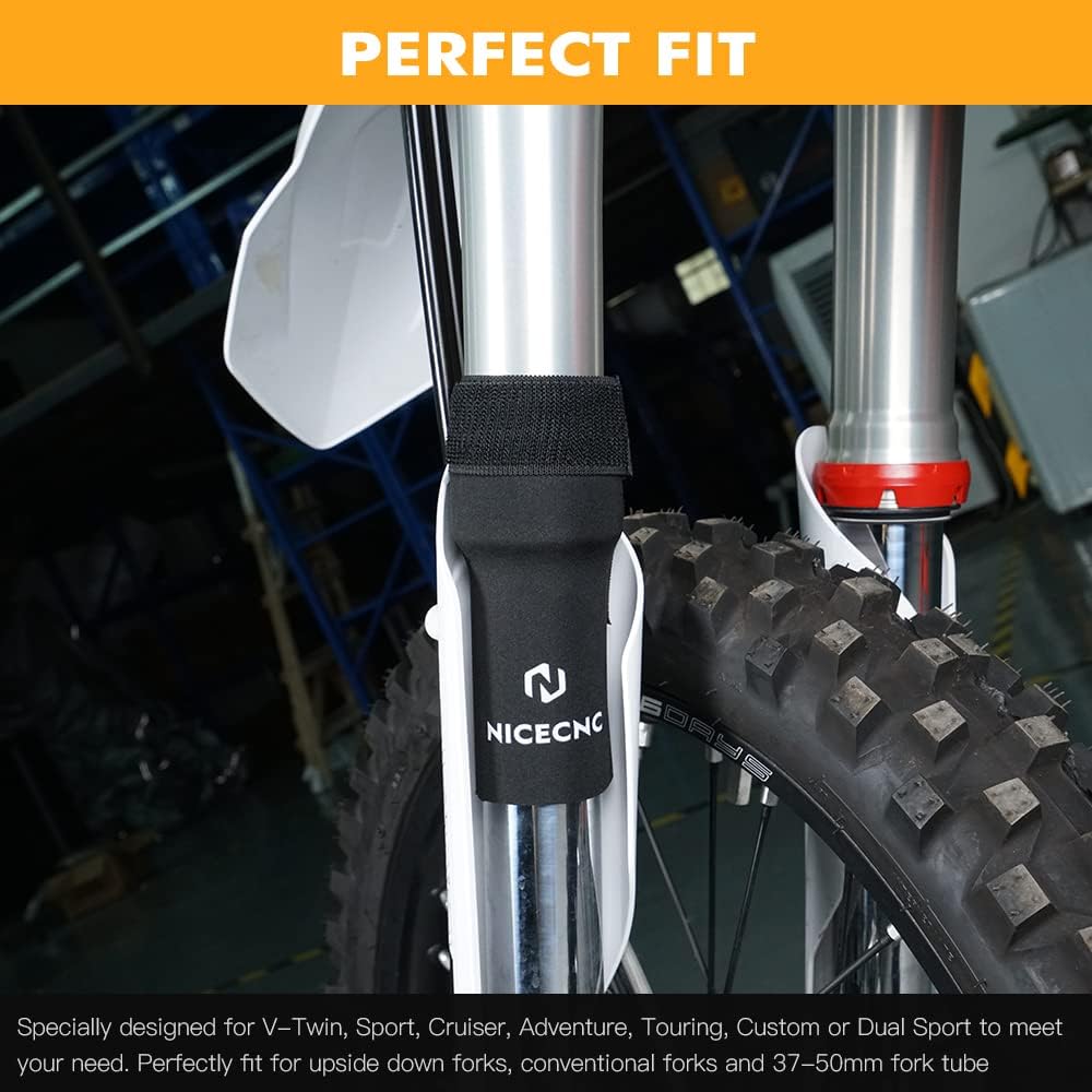 NICECNC 6" Fork Seal Protectors Universal Fork Cover Boots Compatible with 37-50mm Upside Down Forks Conventional Forks Compatible with V-Twin Sport Cruiser Adventure Touring Custom Dual Sport - Image 3