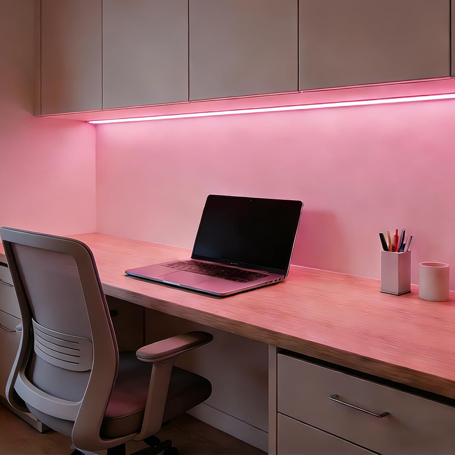 ZSLAIFU 5V USB LED Light Strip, COB LED Strip Lights, Pink 5V LED Lights, Small LED Strip Light, TV Lights for TV Under Cabinet Kitchen Living Room Shelving or Displays (Pink, 3.28ft) - Image 5