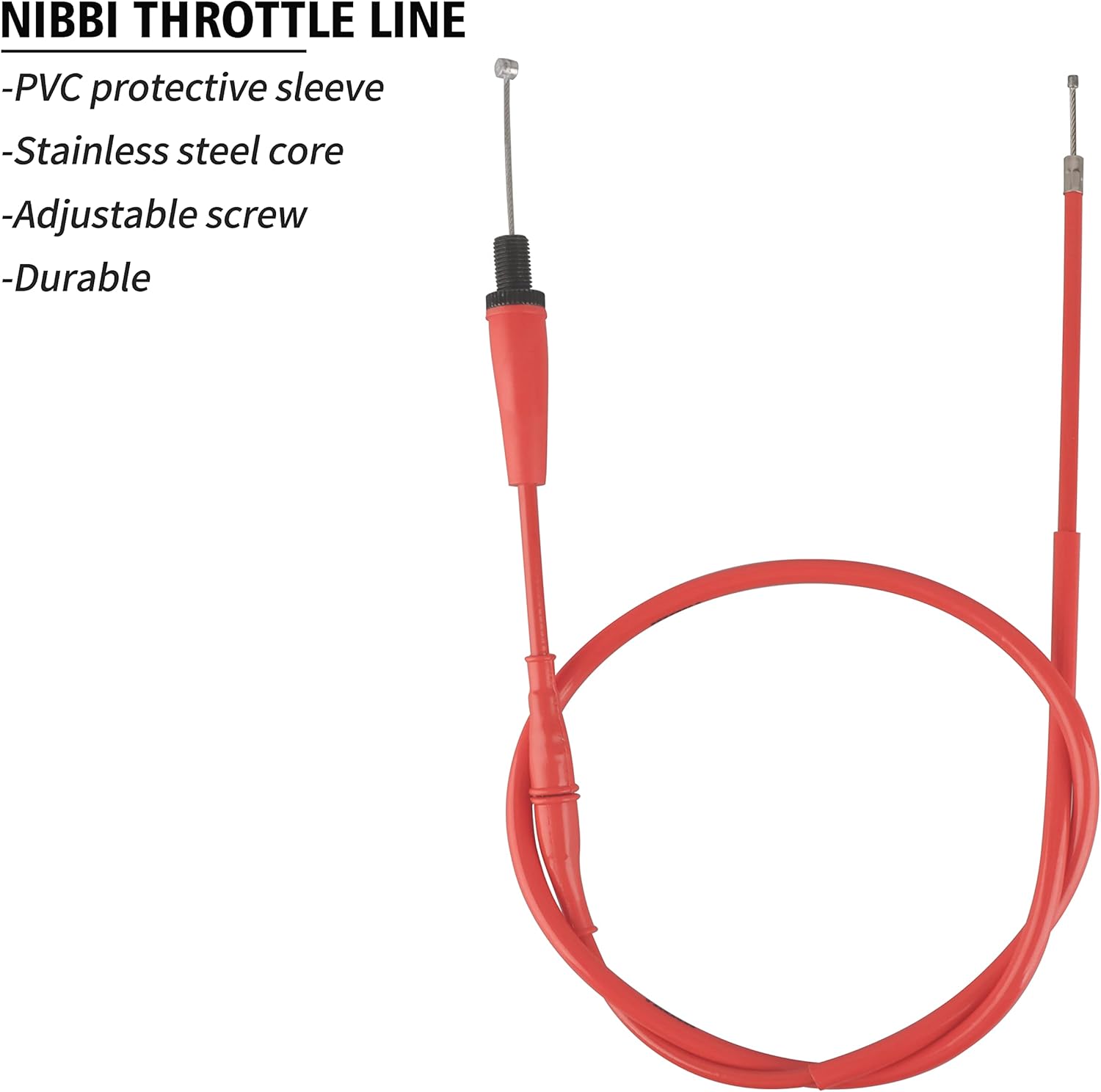 nibbi 46" Go Kart Throttle Cable Universal Motorcycle Cable for Dirt Pit Bike Mini Bike Motocross125 150 Moped - Red - Image 2