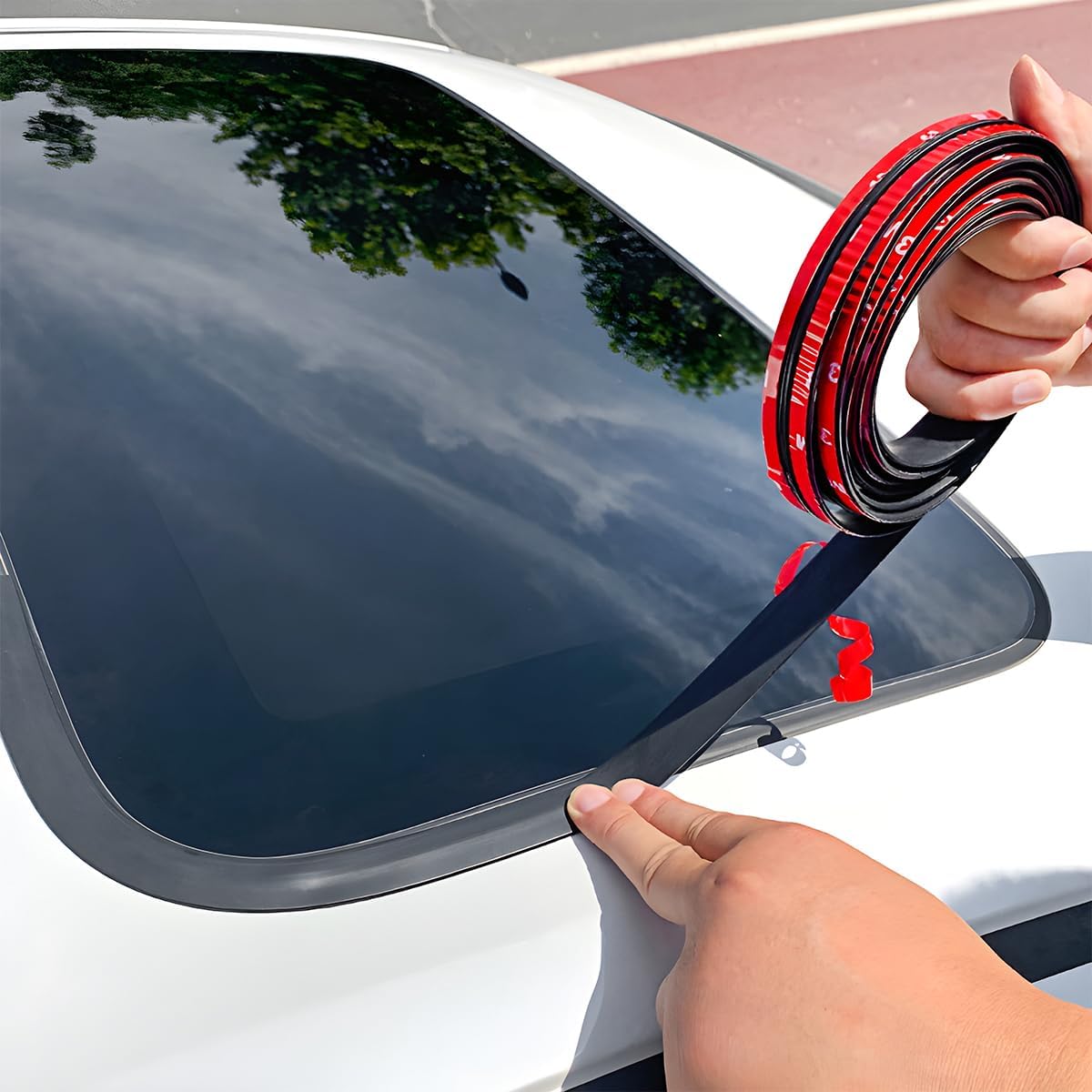 BESULEN 26 Ft Car Windshield Weather Stripping, T Shape 14mm+19mm As a Set, Adhesive Rubber Seal Strip, Auto Sunroof Sealing Gasket, Front Rear Windshield Trim Leak Sound Proofing Weatherstrip - Image 3