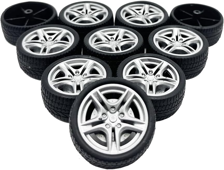10PCS Toy Car Wheel 48mm Toy Car Rubber Tire Wheels with 5PCS Shaft Round Rod Axles for RC Car Truck Robot DIY Model Toy Parts - Image 3