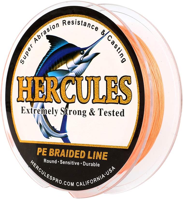 HERCULES Cost-Effective Super Cast 8 Strands Braided Fishing Line 10LB to 300LB Test for Salt-Water,109/328/547/1094 Yards(100M/300M/500M/1000M),Diam.#0.12MM-1.2MM,Hi-Grade Performance,Variety Colors