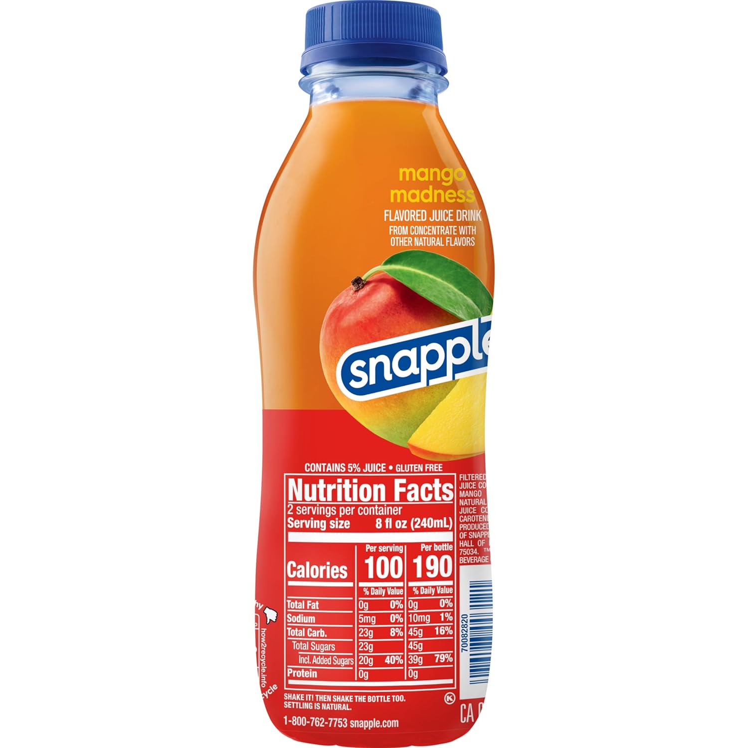 Snapple Mango Madness Flavored Juice Drink, 16 fl oz recycled plastic bottle, Pack of 12 - Image 7