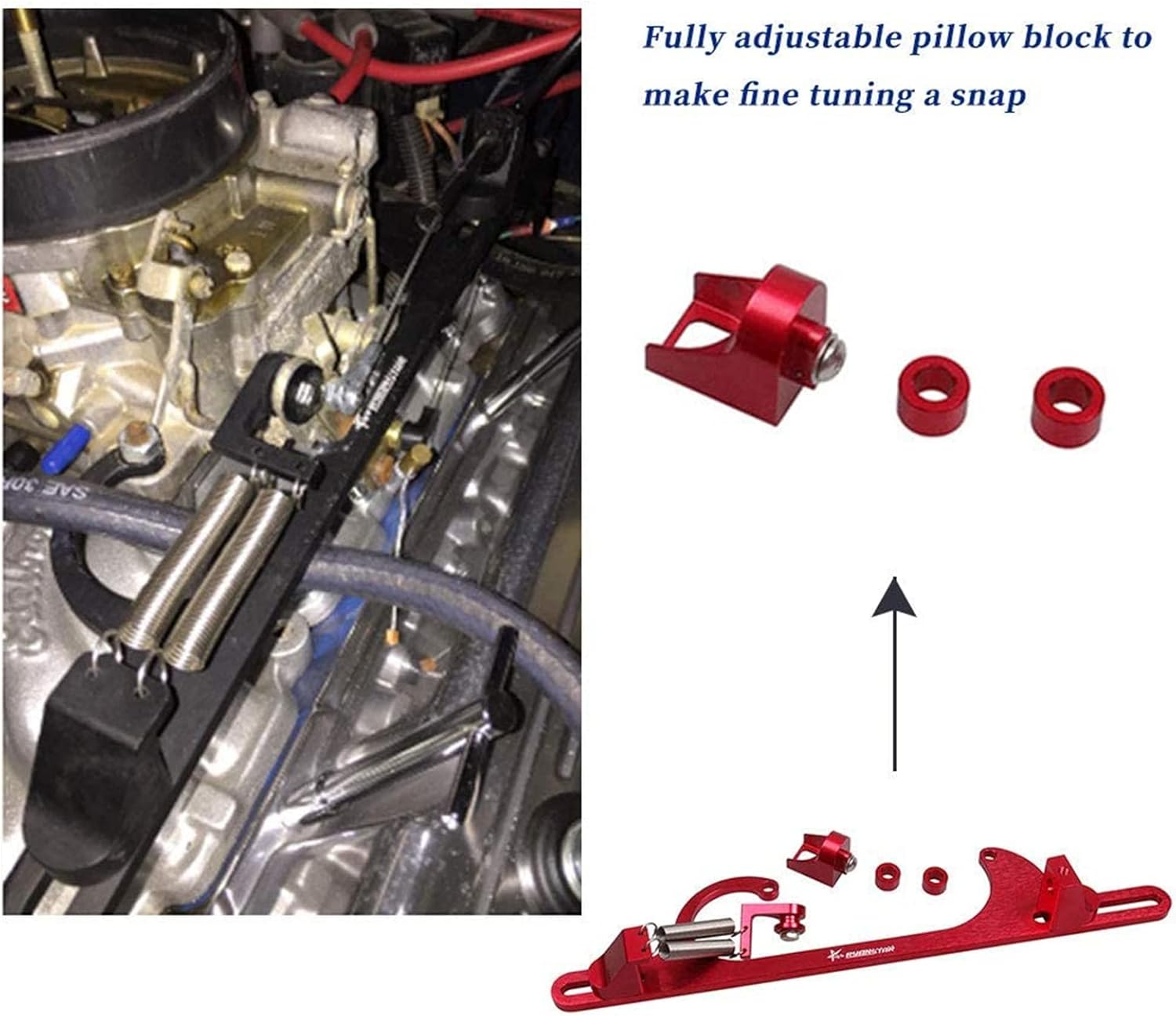 RYANSTAR Throttle Cable Bracket 4150 4160 Series Throttle Brackets Billet Adjustable Aluminum Red - Image 4