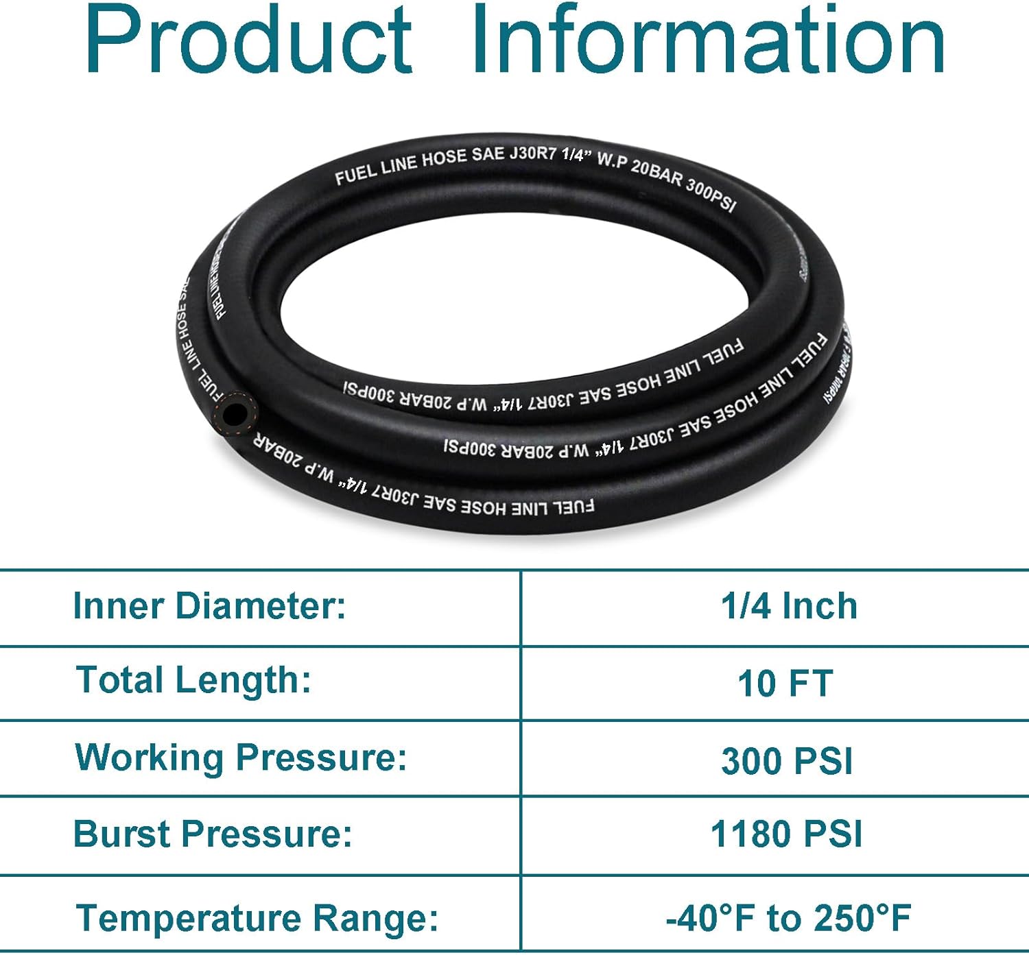 Fuel Line 1/4 Inch ID, Fuel Hose 10FT, J30R7 Fuel Line Hose NBR for Automotive Fuel Systems Engines. - Image 3
