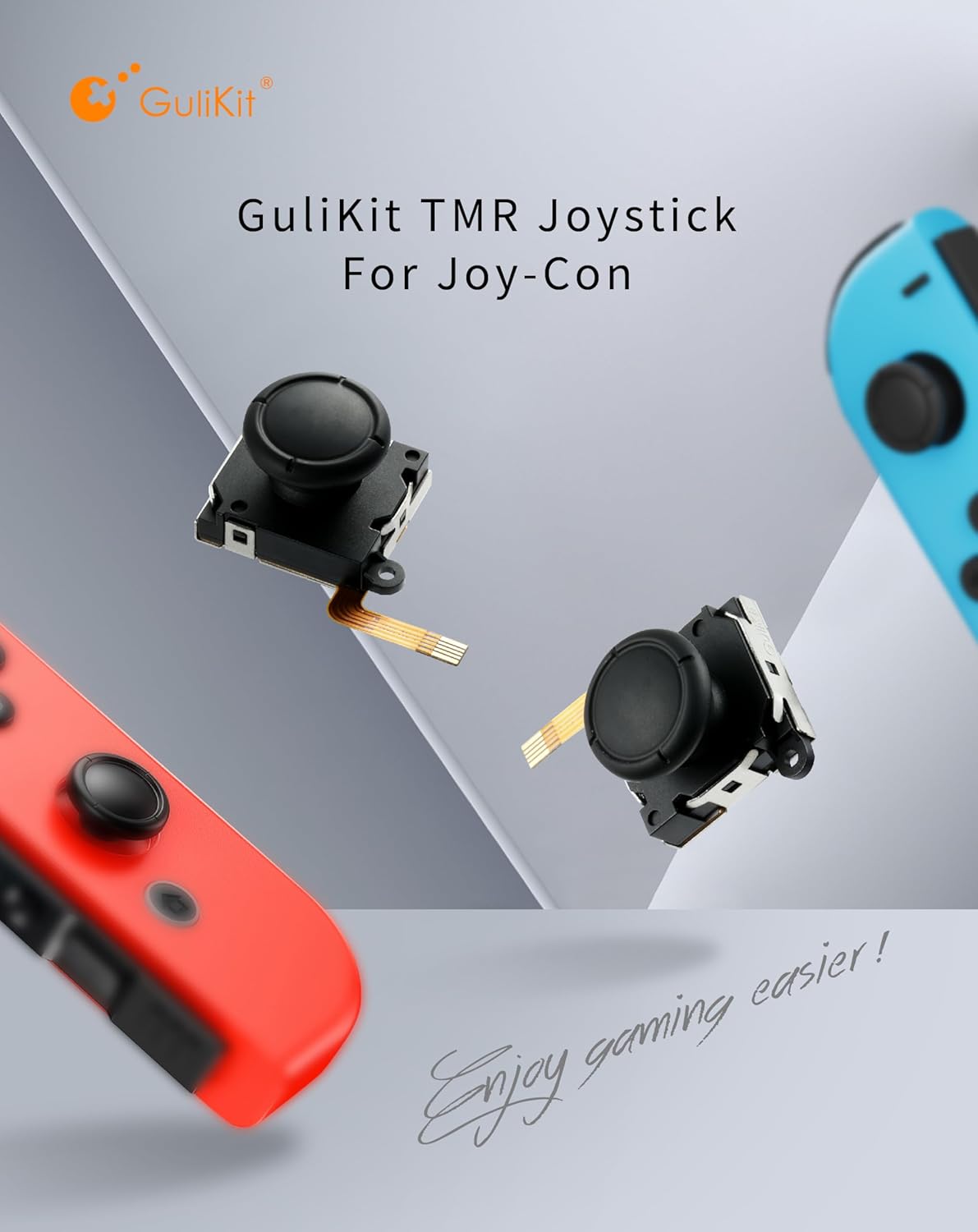 GuliKit Switch Joysticks Replacement, Updated Anti-Drift TMR Electromagnetic Joystick For Switch LCD/OLED Joy Con & Switch Lite, Analog Thumbstick Upgrade Kit With Multiple Color Stick Caps - Image 7