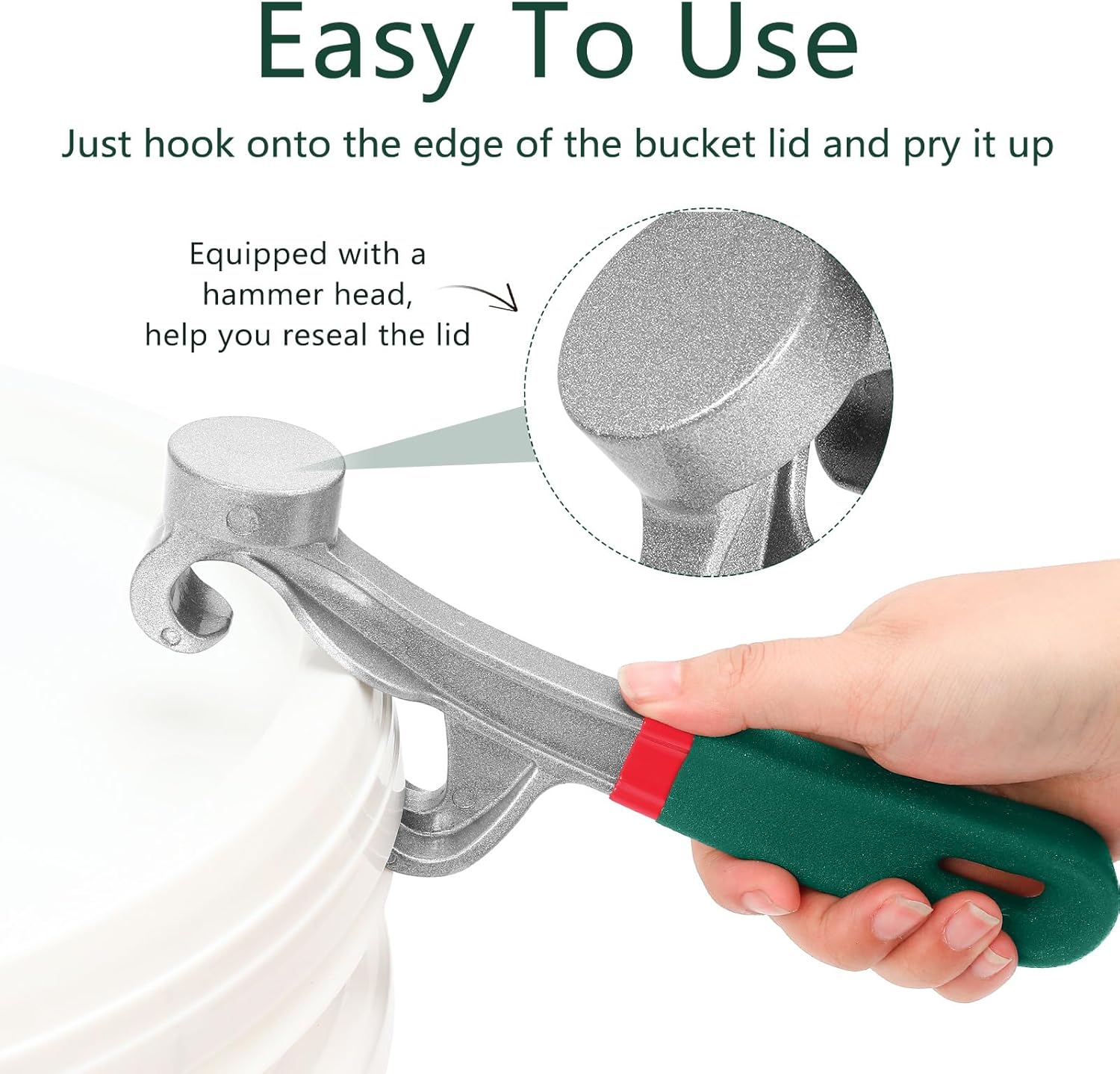 Bucket Opener Tool 5 Gallon, 1 Pcs 8.5 Inches Bucket Lid Open Wrench, Aluminum Alloy Paint Pail Can Remover Tools with Non-slip Rubber Grip for Industrial and Home Use - Image 5