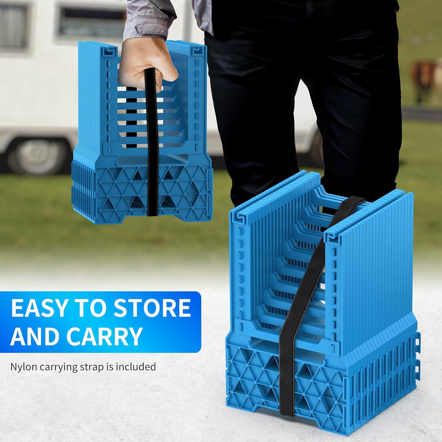 BEBOBLY RV Sewer Hose Support 10FT with Secure Rubber Band & Carry Strap, RV Sewer Hose Holder Adjust Height for Travel Trailers, RV, Campers | Avoiding Obstacles & Deep Cradles, Quick Setup/Collapse - Image 7