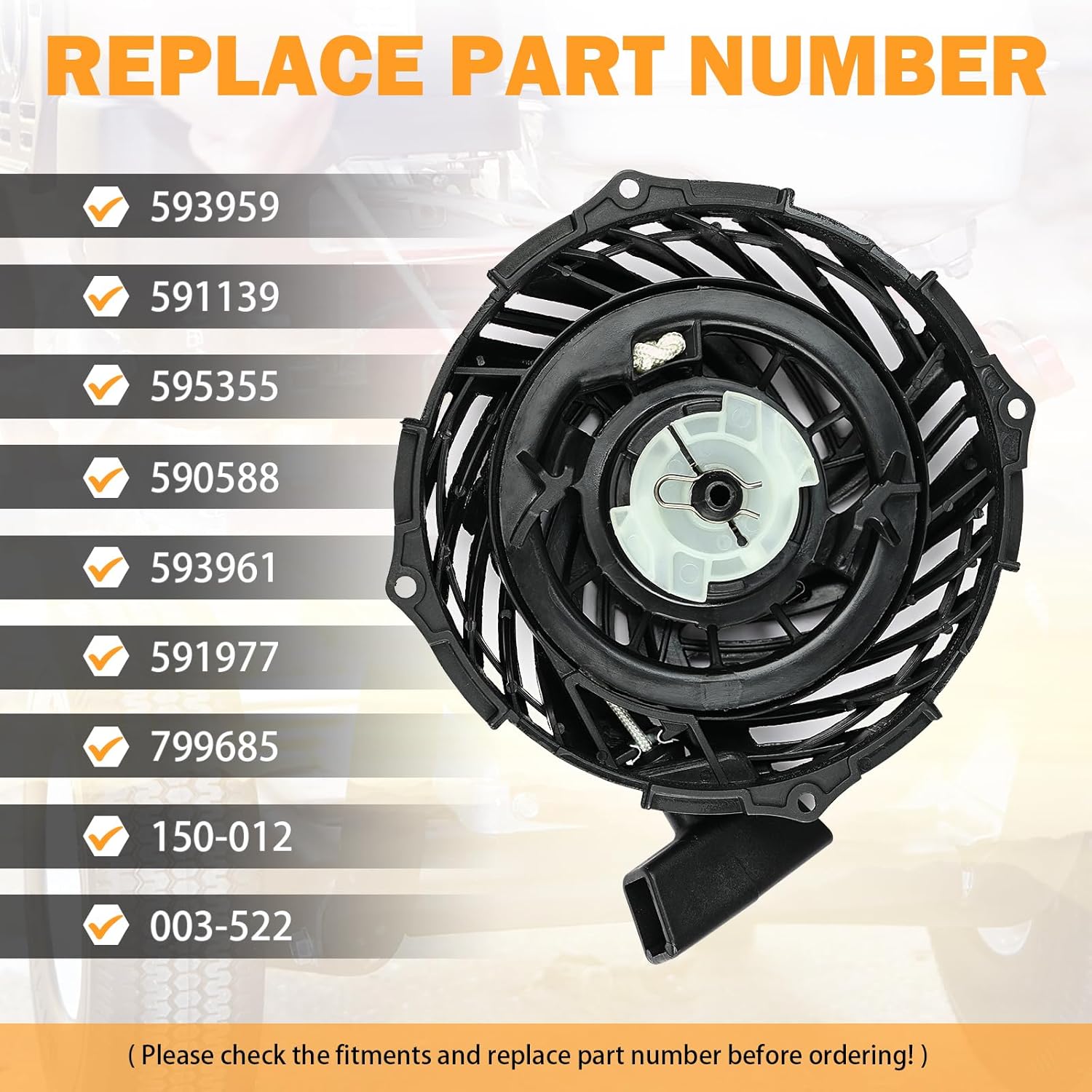 Yinlowa 591139 Recoil Starter Pull Start Assembly for Briggs & Stratton 08P502 093J02 09P602 09P702 140cc 500ex 550ex 625ex Engines, Replaces 593961 590588 593959, Fits Craftsman Troy-Bilt Lawn Mower - Image 5